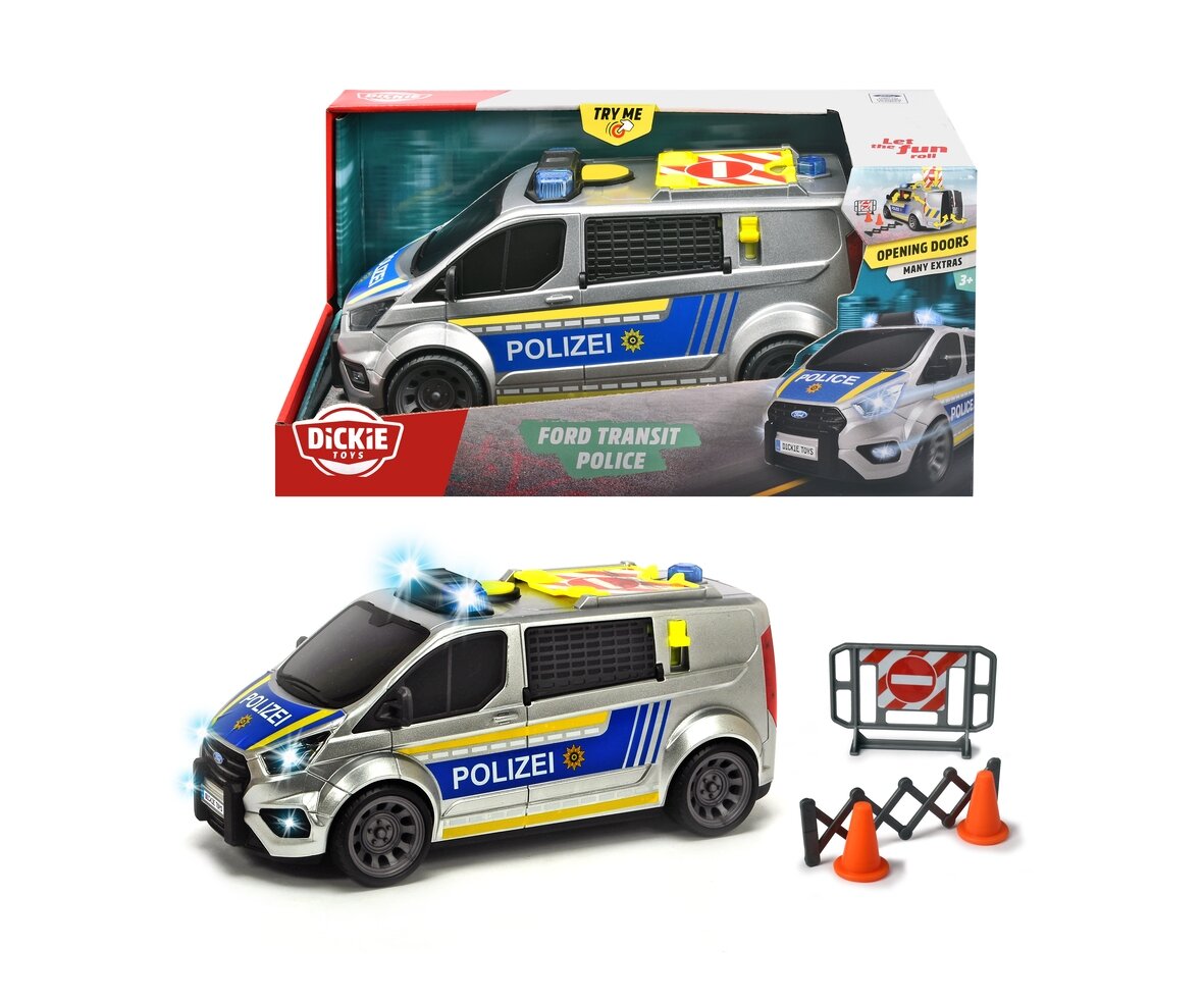 Dickie Toys Ford Transit Police 203715013 Dickie, Toys, Ford, Transit, Police, 203715013, Auto, Fahrzeug, Lieferwagen, Maschine, Rad