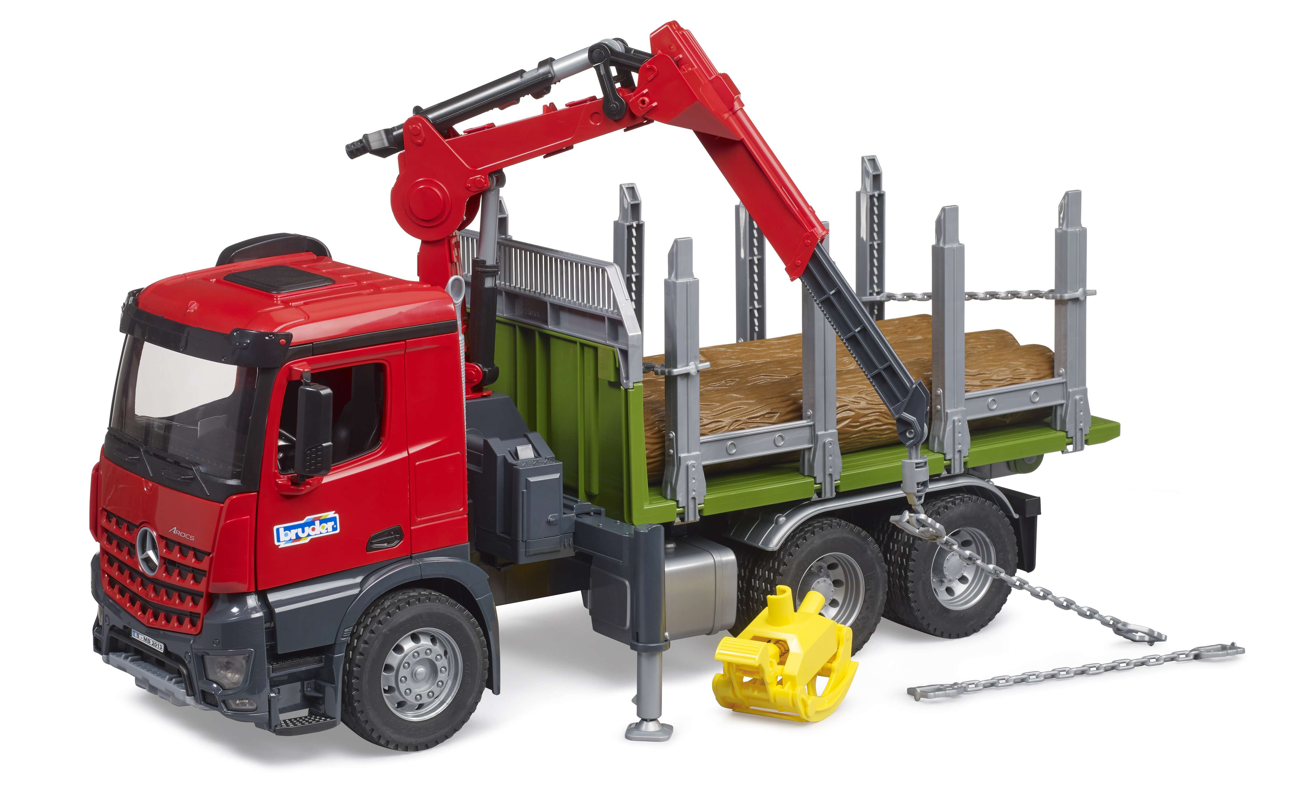 BRUDER 03669 - MB Arocs Holztransport LKW mit Ladekran, Greifer und 3 Baumstämmen - Bild 2 BRUDER 03669 - MB Arocs Holztransport LKW mit Ladekran, Greifer und 3 Baumstämmen - Bild 2