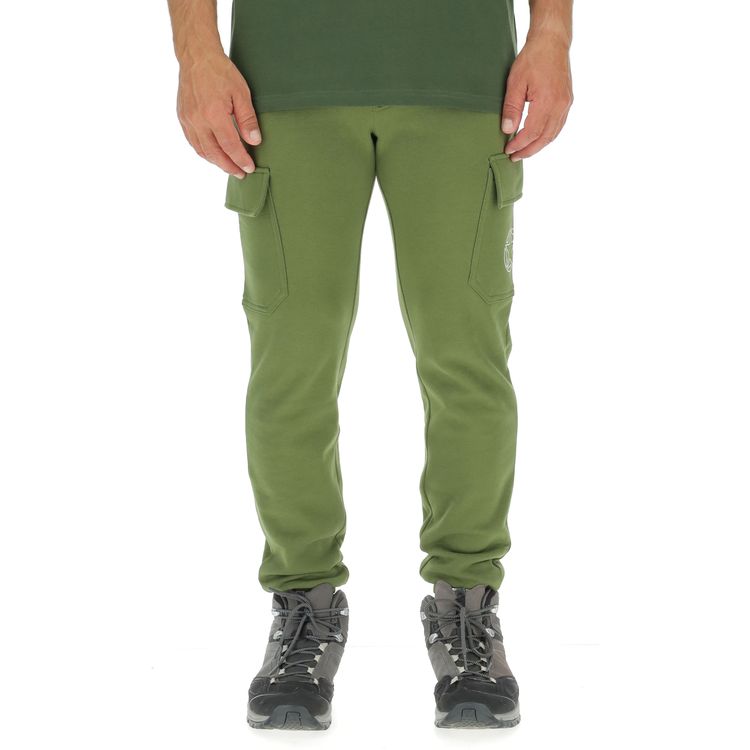 JEEP Herren Cargo-Jogginghose O102896OG - Olivgrün mit Jeep-Star-Print und Seitentaschen GR. XXL Bekleidung, Hosen