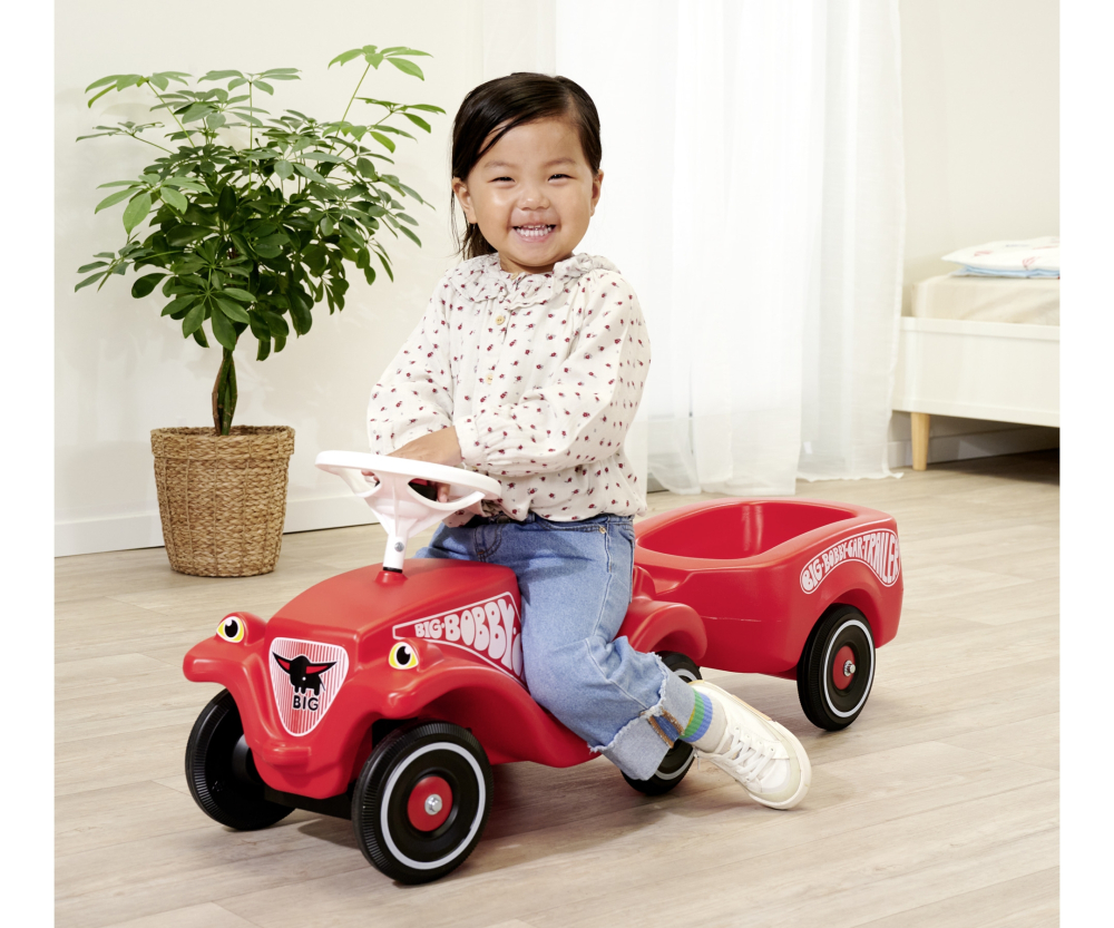 BIG Bobby Car Anhänger Rot - Klassischer Trailer für Kinderfahrzeuge ab 1 Jahr