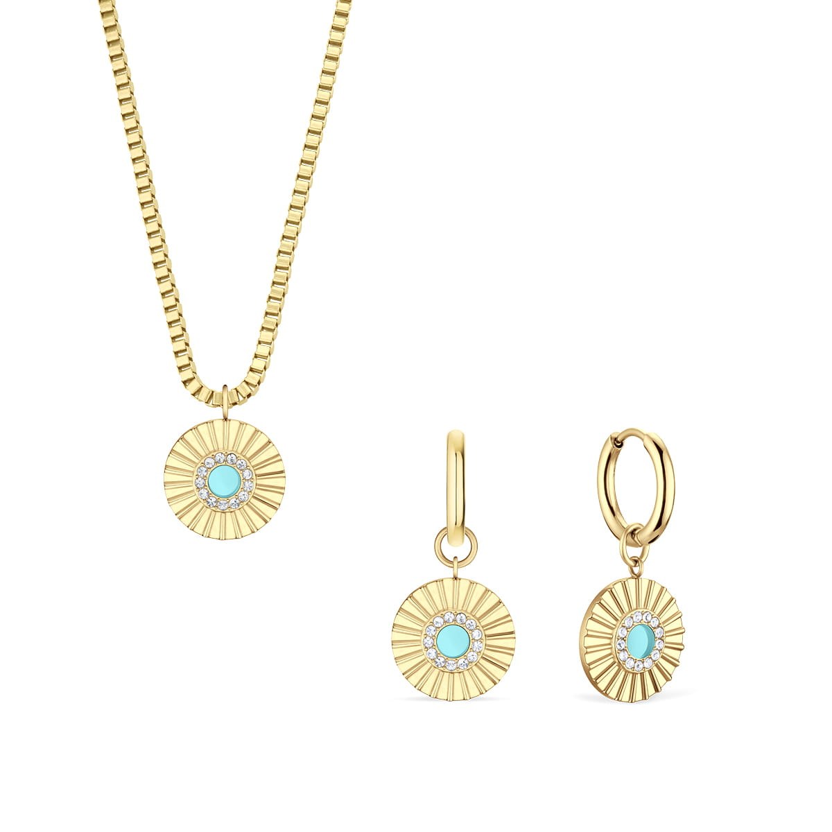 Bering 465-765-Gold-Arctic Set, Damen, Kette & Ohrringe, Gold, Blau Bering 465-765-Gold-Arctic Set, Damen, Kette & Ohrringe, Gold, Blau