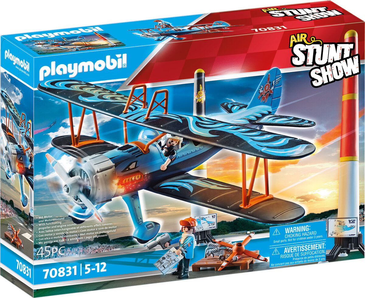 PLAYMOBIL 70831 Air Stuntshow Doppeldecker "Phönix" Flugzeug, Fahrzeug, Person, Doppeldecker