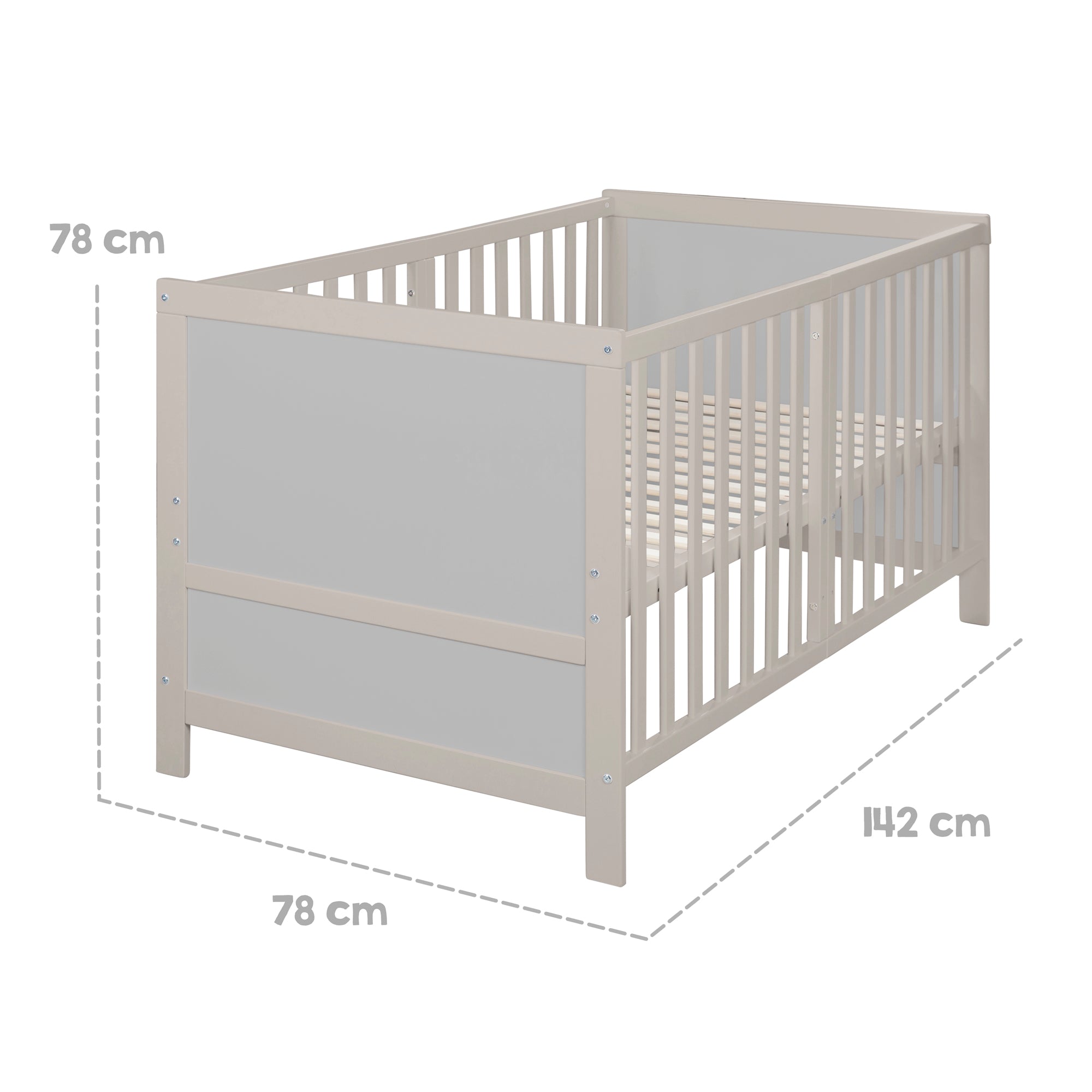 Roba 0194NGM Kombi-Kinderbett 70x140 cm + Matratze natur-grau – Komplettbettsets & Einzelbetten - Produktbild 7