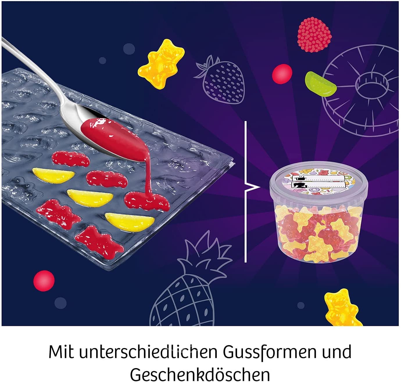 Kosmos Fun Science Fruchtgummi-Labor - Vegane Gummibärchen Selbst Herstellen Und Dabei Chemie Entdecken 658106 Besteck, Löffel, Essen, Eiscreme, Gelee