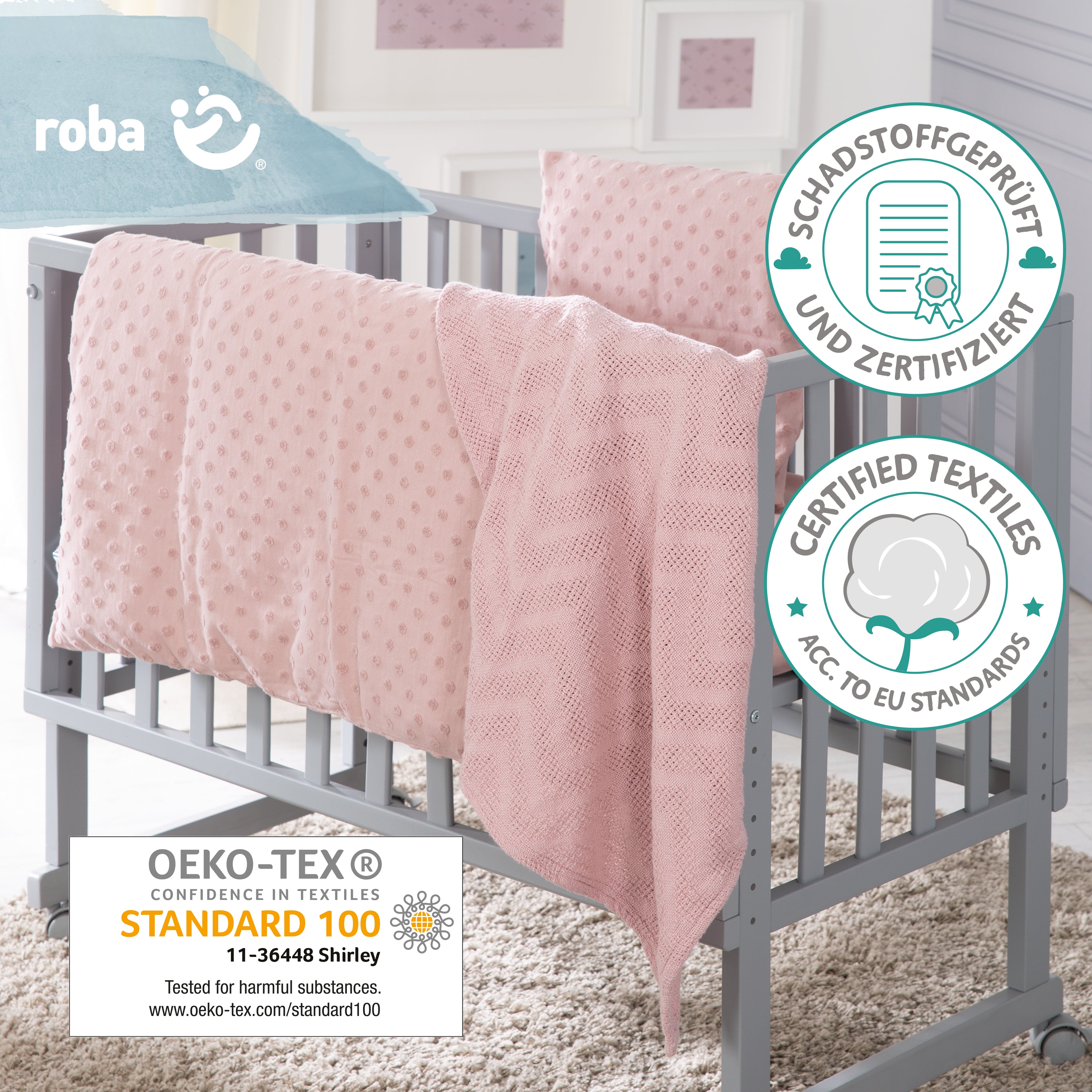 Roba 226S04T3 Geschenkset BIO-Jersey Schlafen kl rosa alt rosa – Heim Textilien - Bild 3 Roba 226S04T3 Geschenkset BIO-Jersey Schlafen kl rosa alt rosa – Heim Textilien - Produktbild 3
