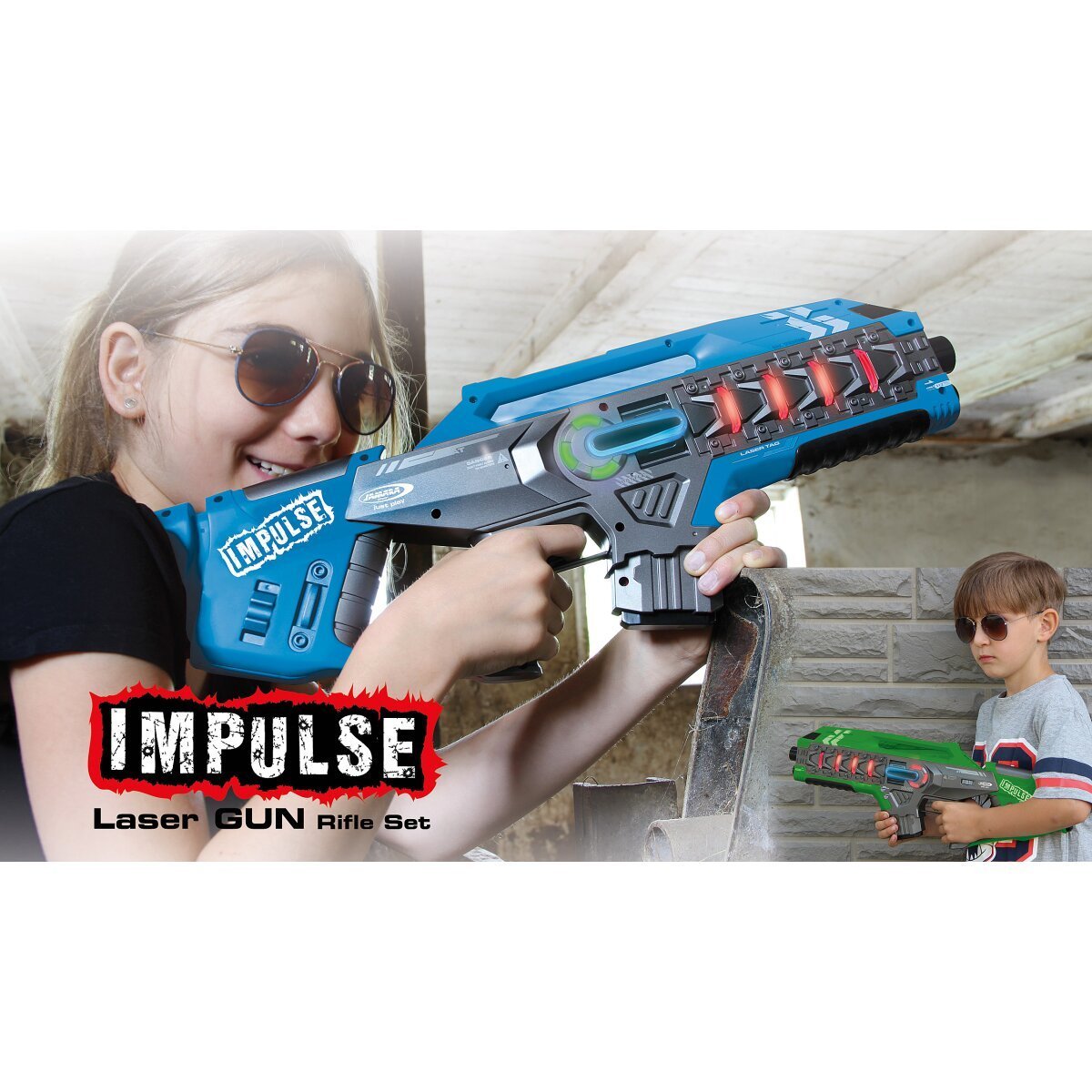 JAMARA Impulse Laser Gun Rifle Set blau/grün ab 8 Jahren JAMARA Impulse Laser Gun Rifle Set blau/grün ab 8 Jahren