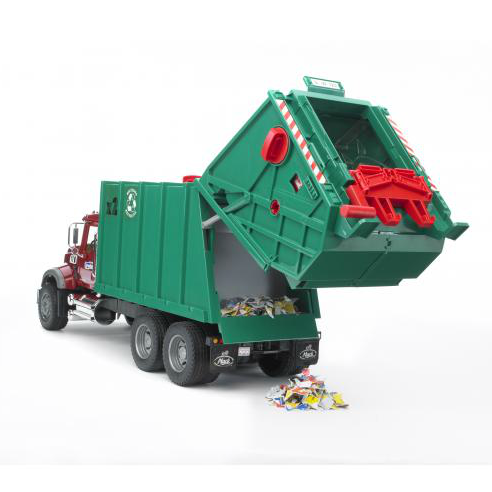 BRUDER 02812 - MACK Granite Müll-LKW Planierraupe, Maschine