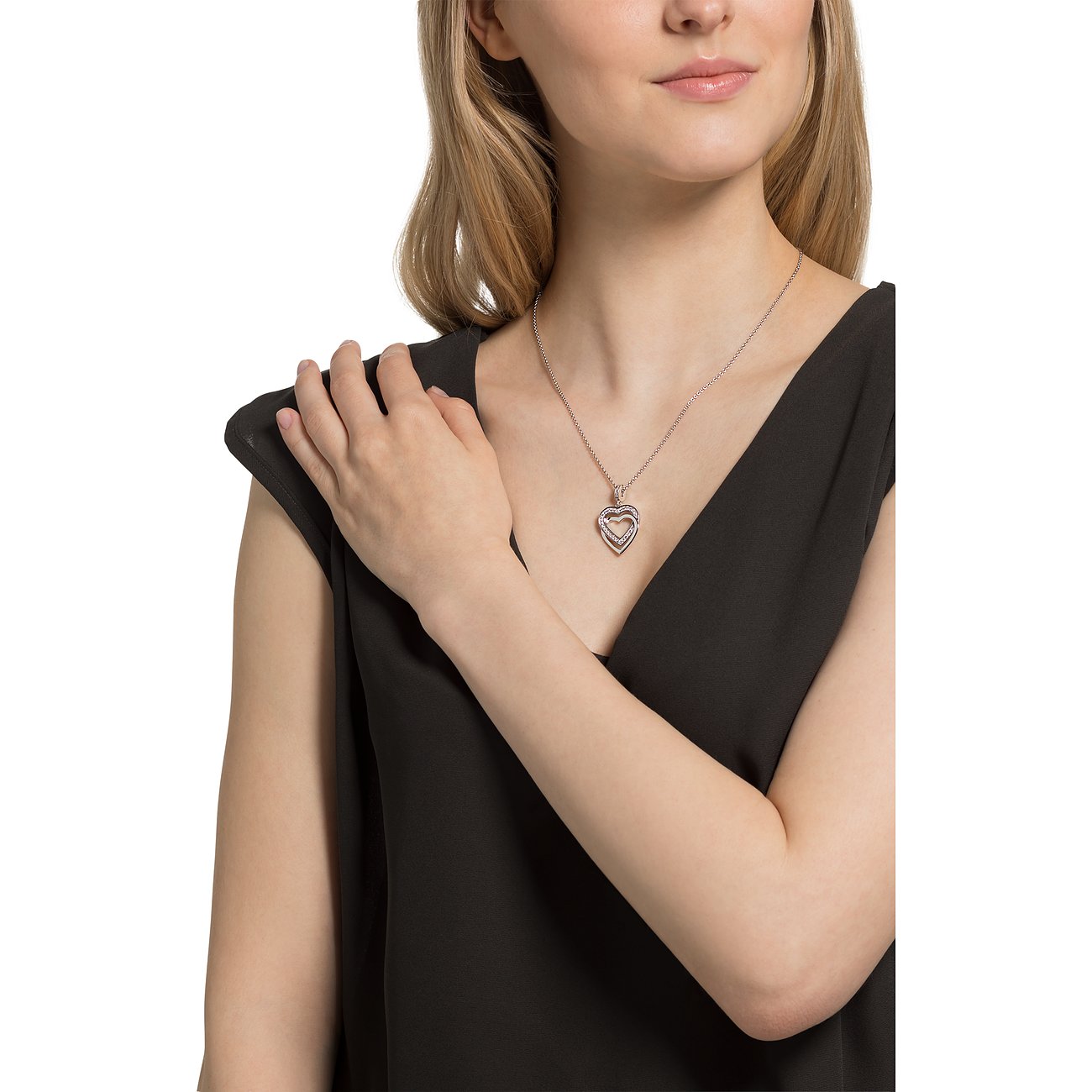 JETTE S.88336054 KETTE M. HERZANHÄNGER, SILBER