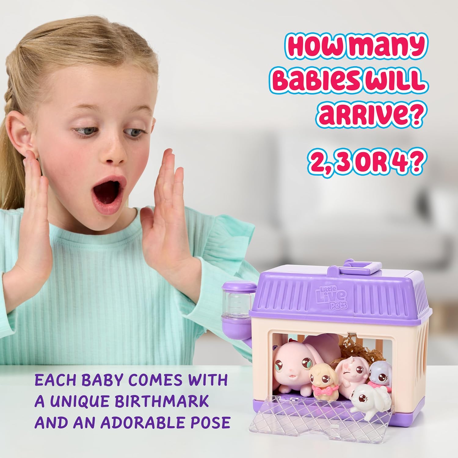 Little Live Pets Mama Surprise Mini Spielset Hase Kopf, Person, Gesicht, Kind, Mädchen