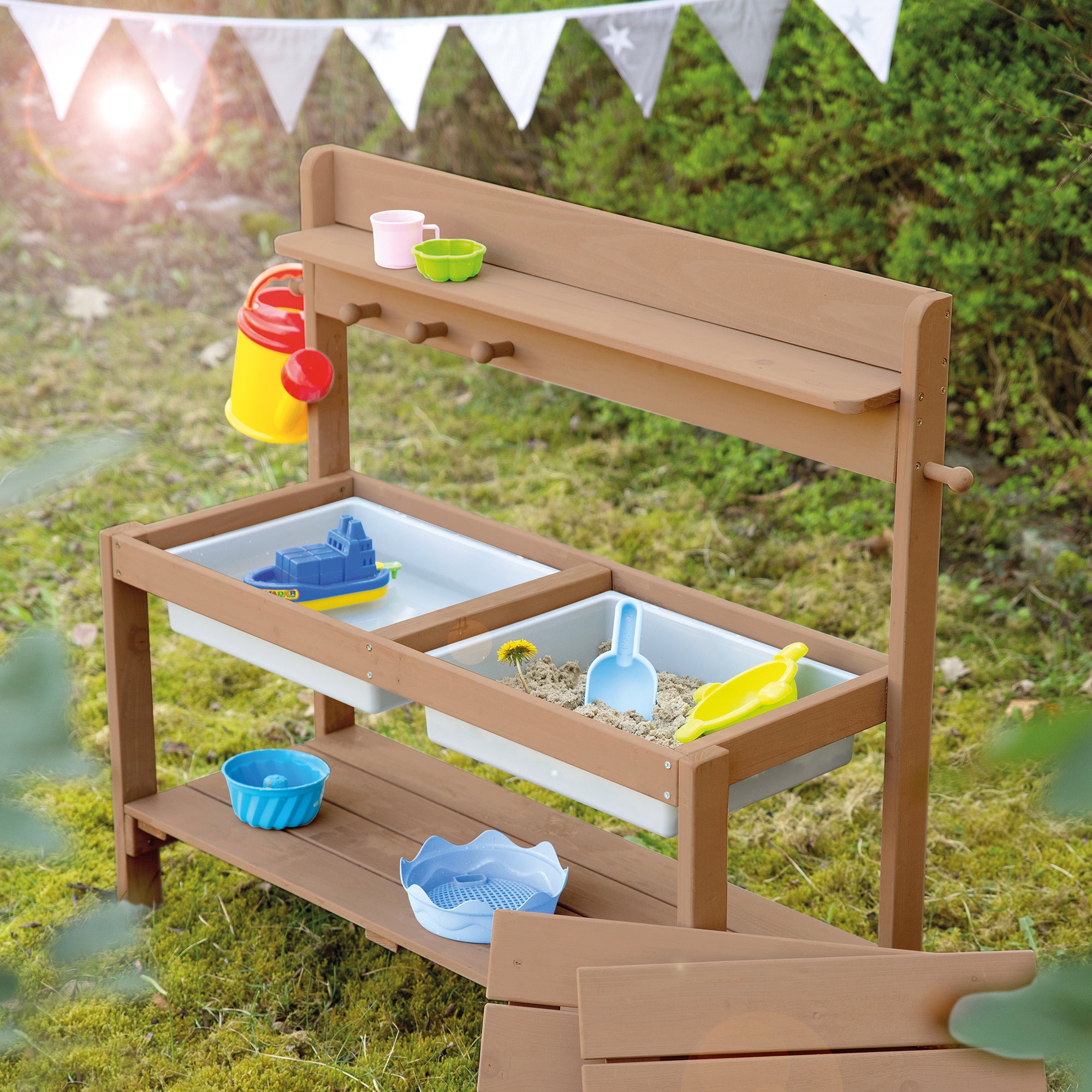 Roba 456006TE Kinderküche Outdoor+ mit Spielwanne, teak teakholz farben – Outdoor + - Produktbild 2