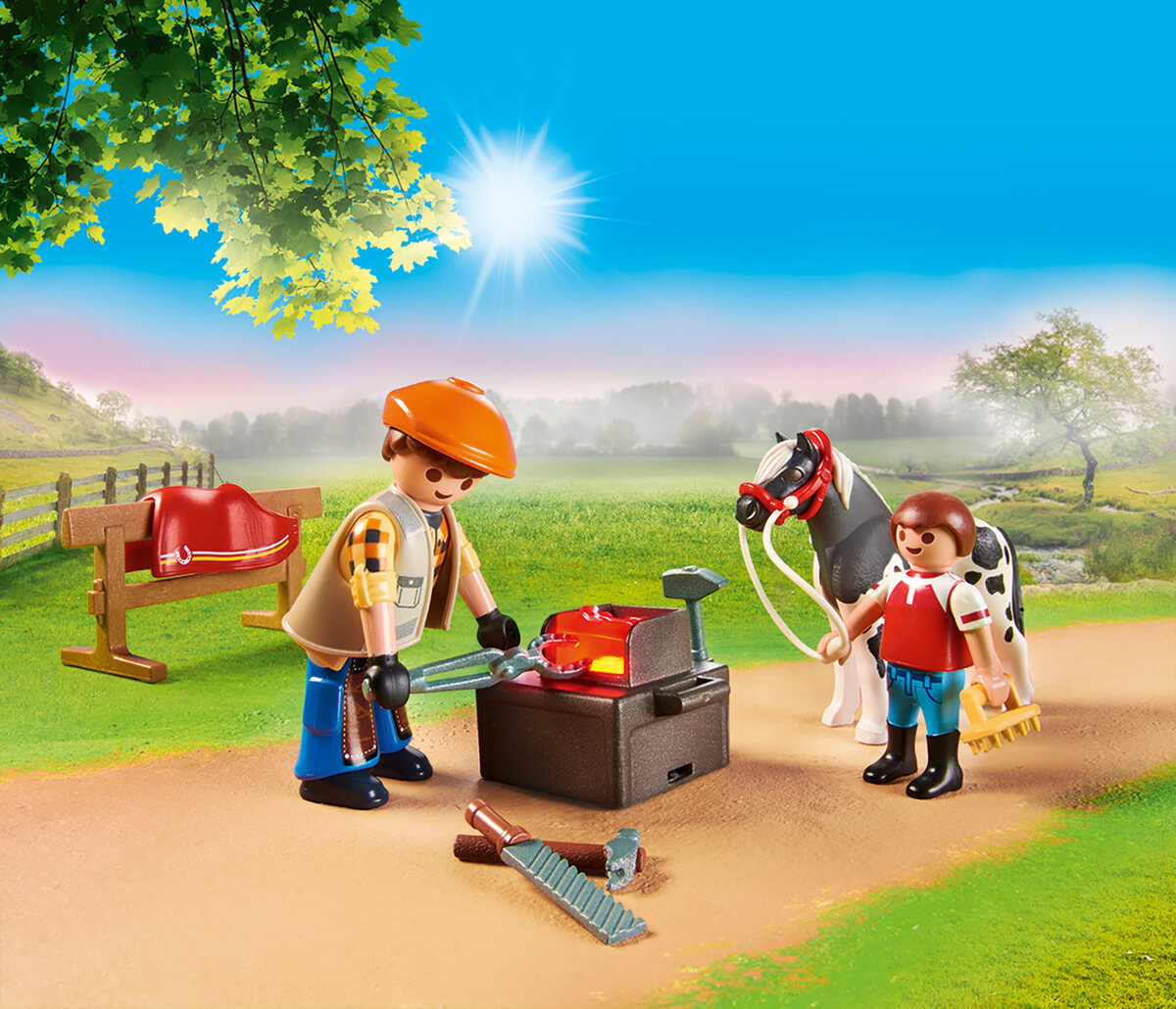 PLAYMOBIL 70518 Mobiler Hufschmied Gras, Spielbereich, Spielzeug, Draußen, Spielbereich im Freien