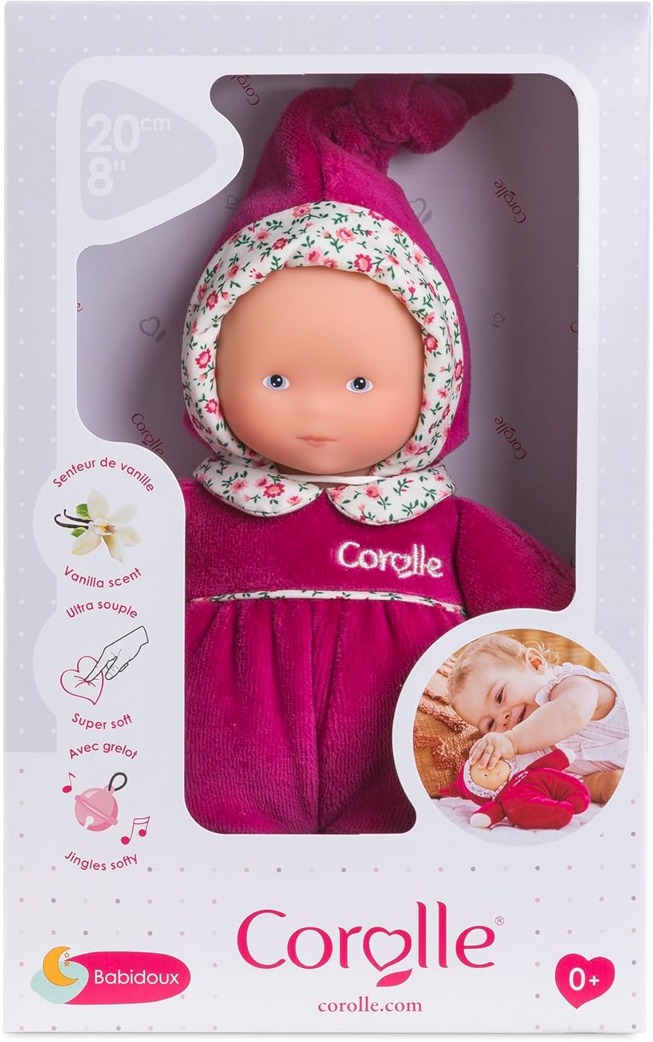 Corolle - MDC Babidoux Röschen Stoffpuppe mit Vanilleduft. ab 0 Monaten 9000060060 Puppe, Spielzeug, Baby, Person