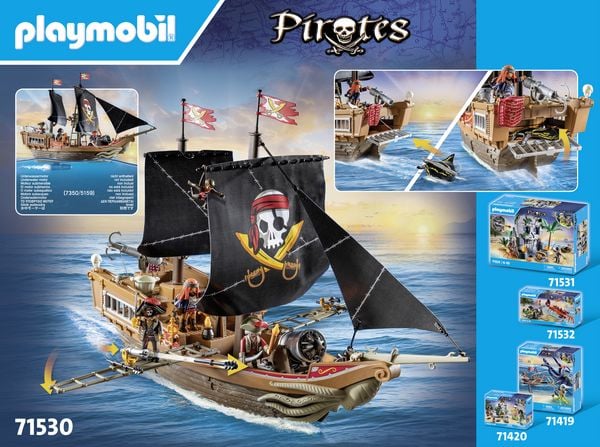 PLAYMOBIL 71530 Großes Piratenschiff Wasserfahrzeug, Boot, Person, Segelboot, Pirat