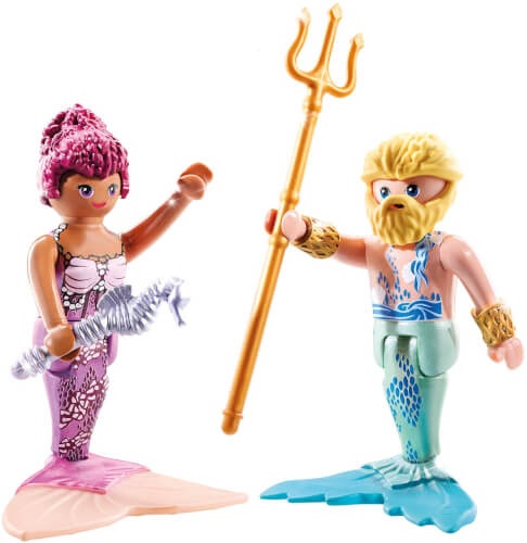 PLAYMOBIL 71799 - DuoPack: Meerjungfrau und Meermann mit Zepter & Dreizack Figur, Person, Puppe, Spielzeug