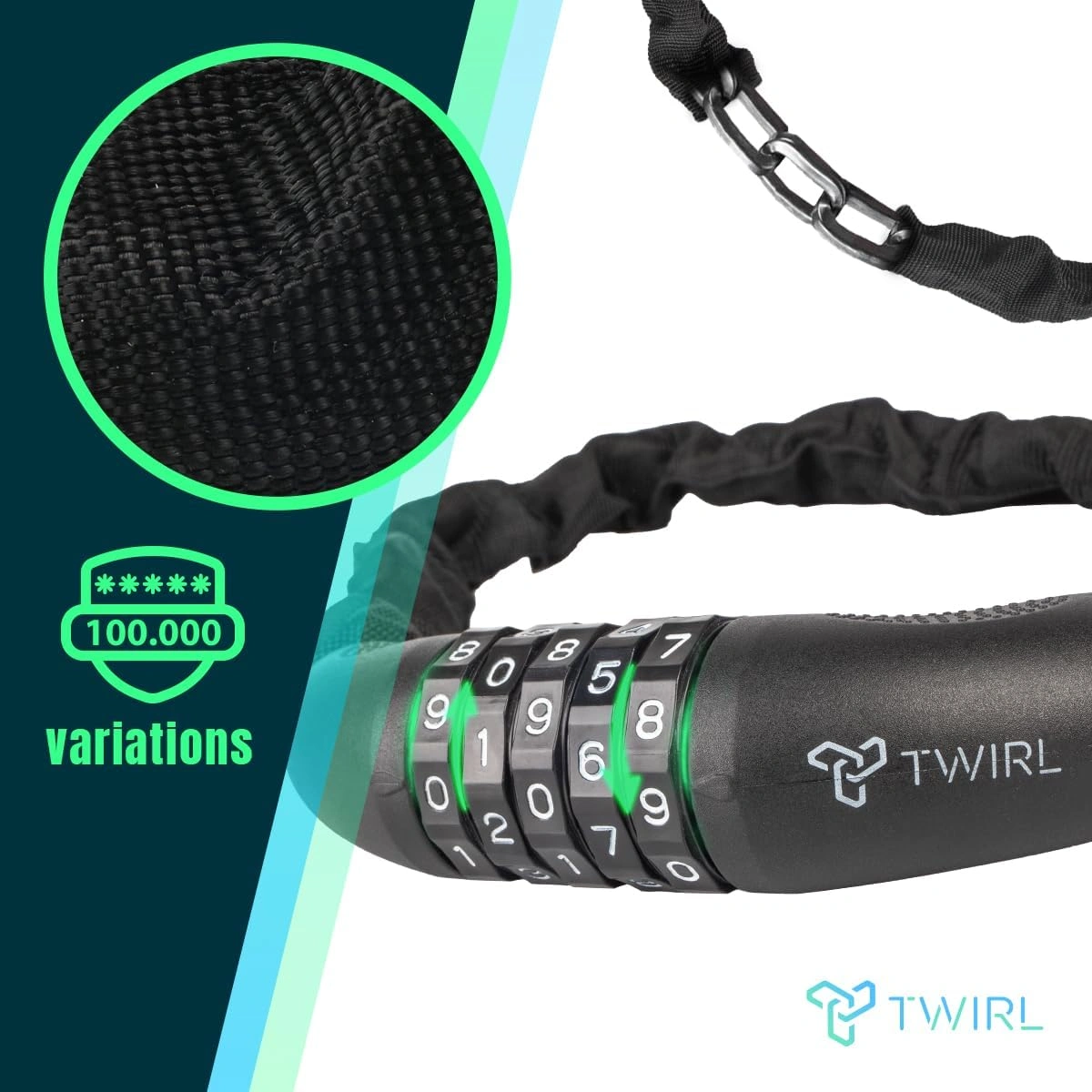 TWIRL 230582 – Zahlen-Kettenschloss C.C. Schwarz