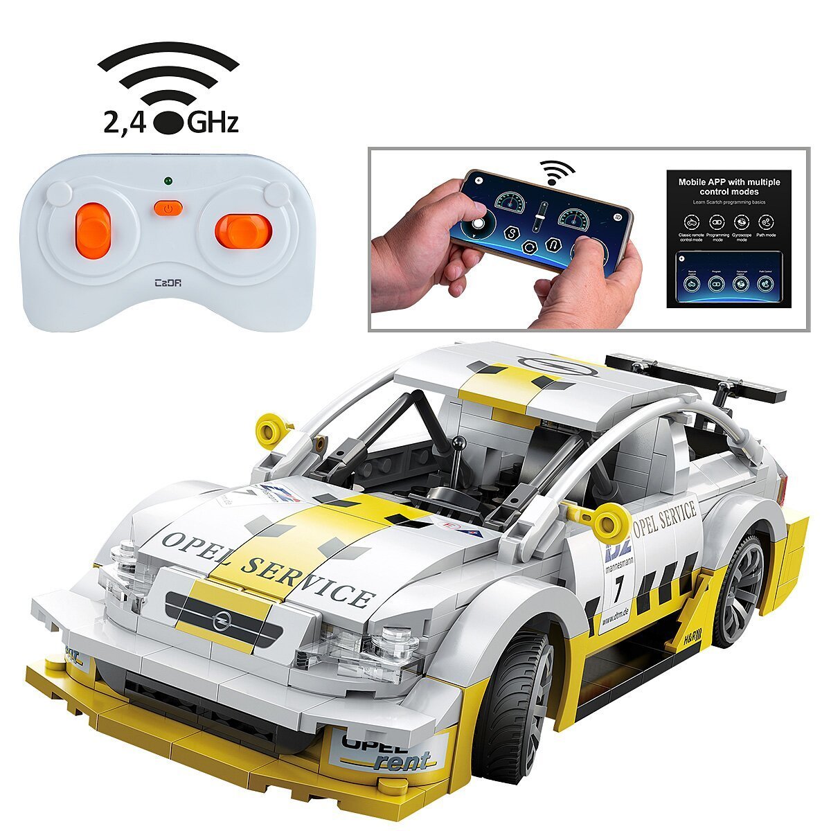 JAMARA CaDA Opel Astra V8 Coupe 1:20 weiß 2,4GHz Bricks ab 6 Jahren