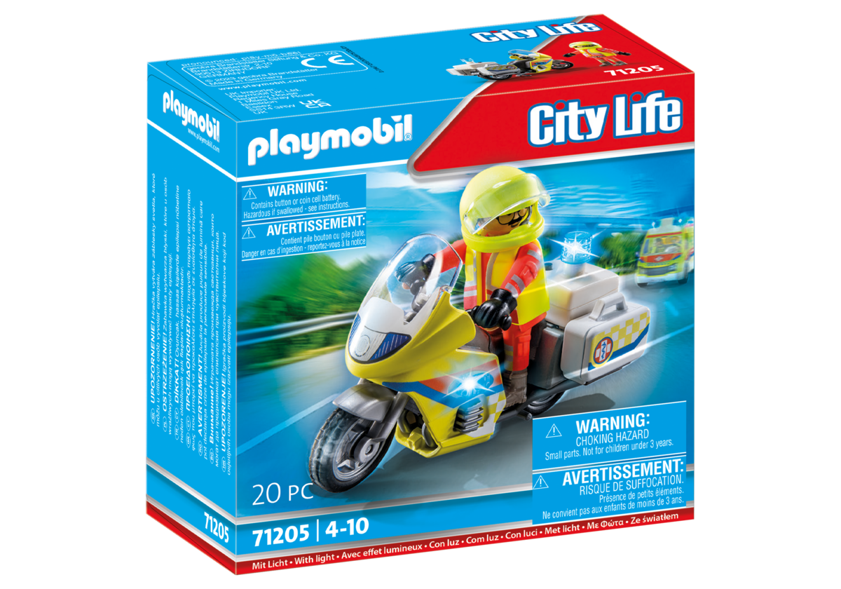PLAYMOBIL 71205 Notarzt-Motorrad mit Blinklicht PLAYMOBIL, 71205, Notarzt-Motorrad, mit, Blinklicht, Roller, Motorrad, Rad, Helm, Person