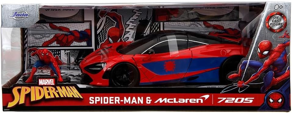 Jada MARVEL Spider-Man McLaren 720S - Modellauto mit Figur 1:24 253225034 Sportwagen, Rad, Leichtmetallrad, Speiche, Coupé