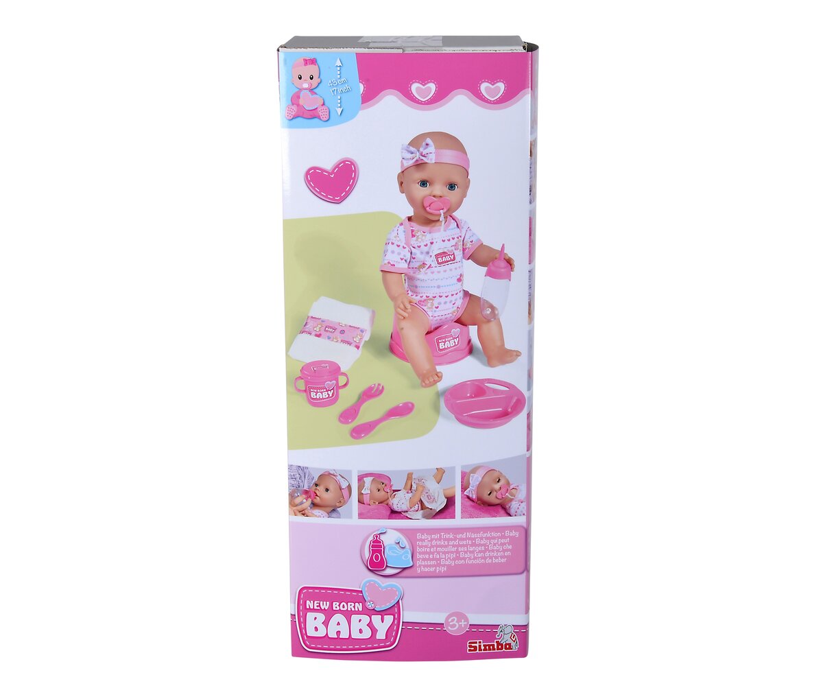 Simba New Born Baby Babypuppe, Rosa Zubehör 105039005 Puppe, Spielzeug, Figur, Baby, Person