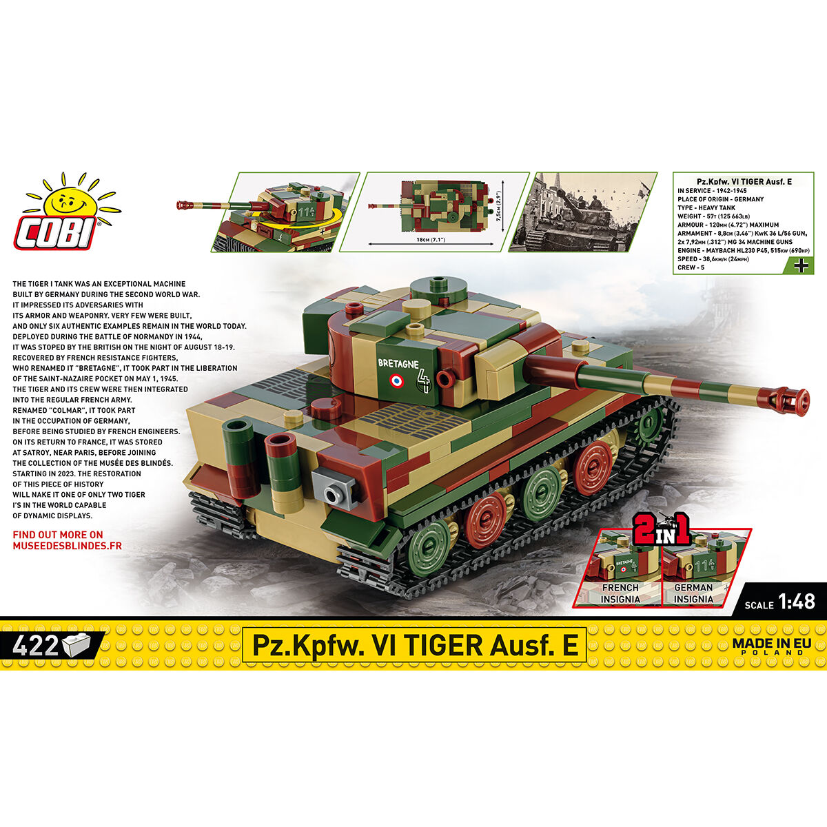 COBI 2735 - PZ.KPFW. VI TIGER AUSF. E, 1:48 - Bild 4