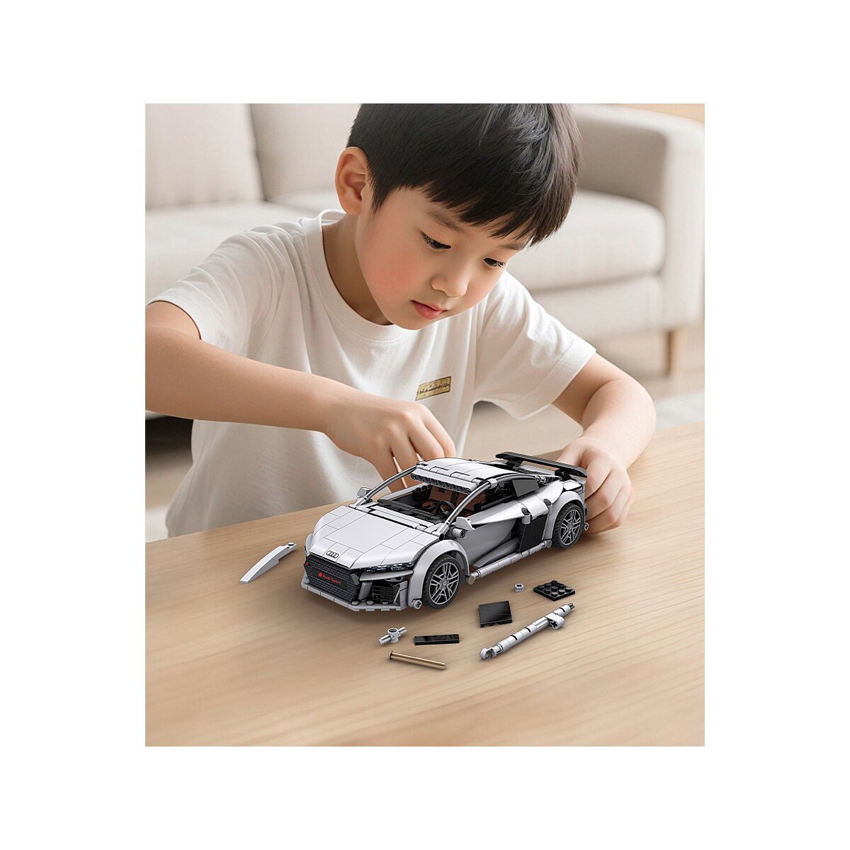 JAMARA CaDA Audi R8 Coupé 1:14 grau 2,4GHz Bricks ab 6 Jahren