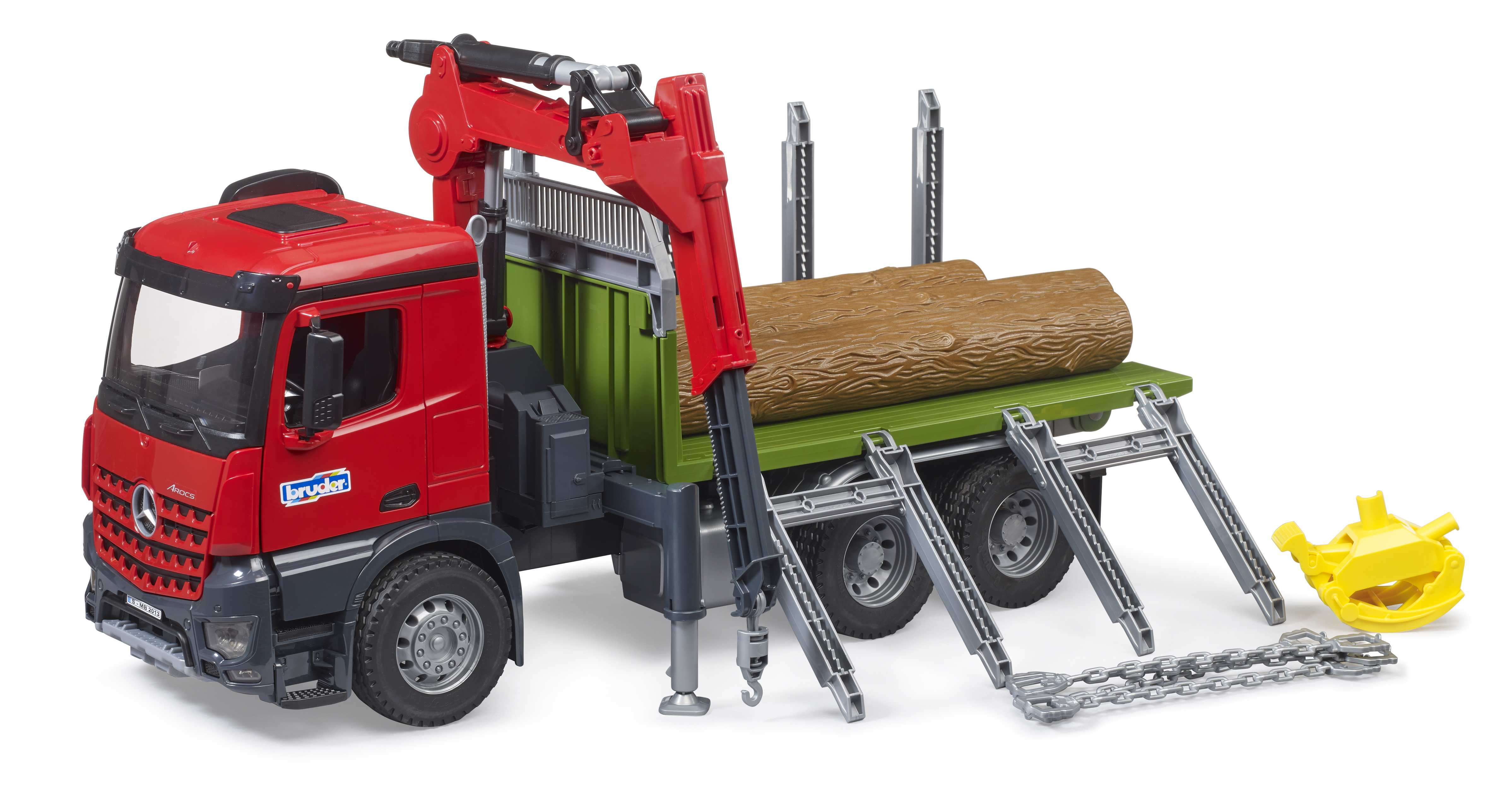 BRUDER 03669 - MB Arocs Holztransport LKW mit Ladekran, Greifer und 3 Baumstämmen - Bild 3 BRUDER 03669 - MB Arocs Holztransport LKW mit Ladekran, Greifer und 3 Baumstämmen - Bild 3
