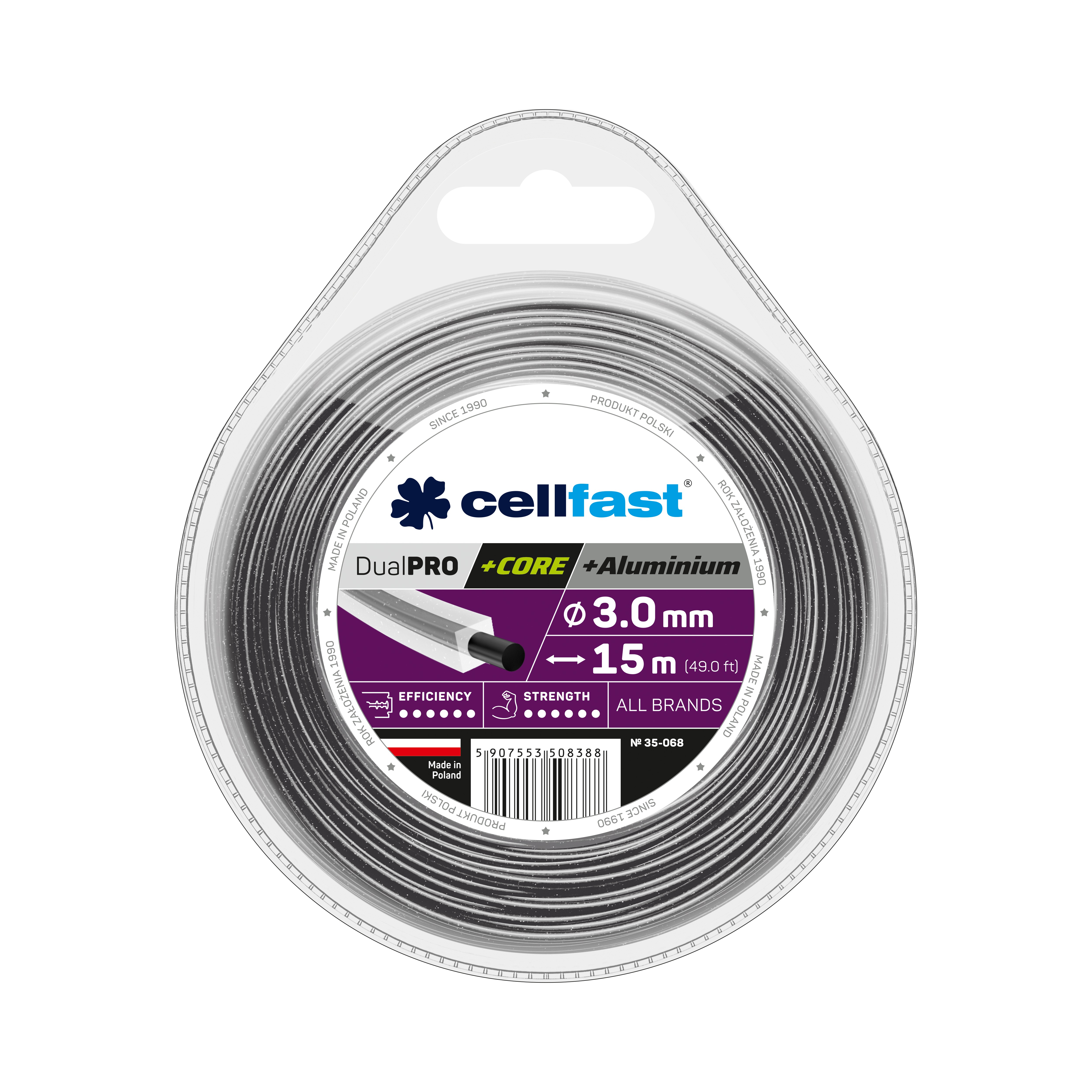 Cellfast DUAL PRO Mähfaden mit Kern 3,0 mm 15 m Quadrat
