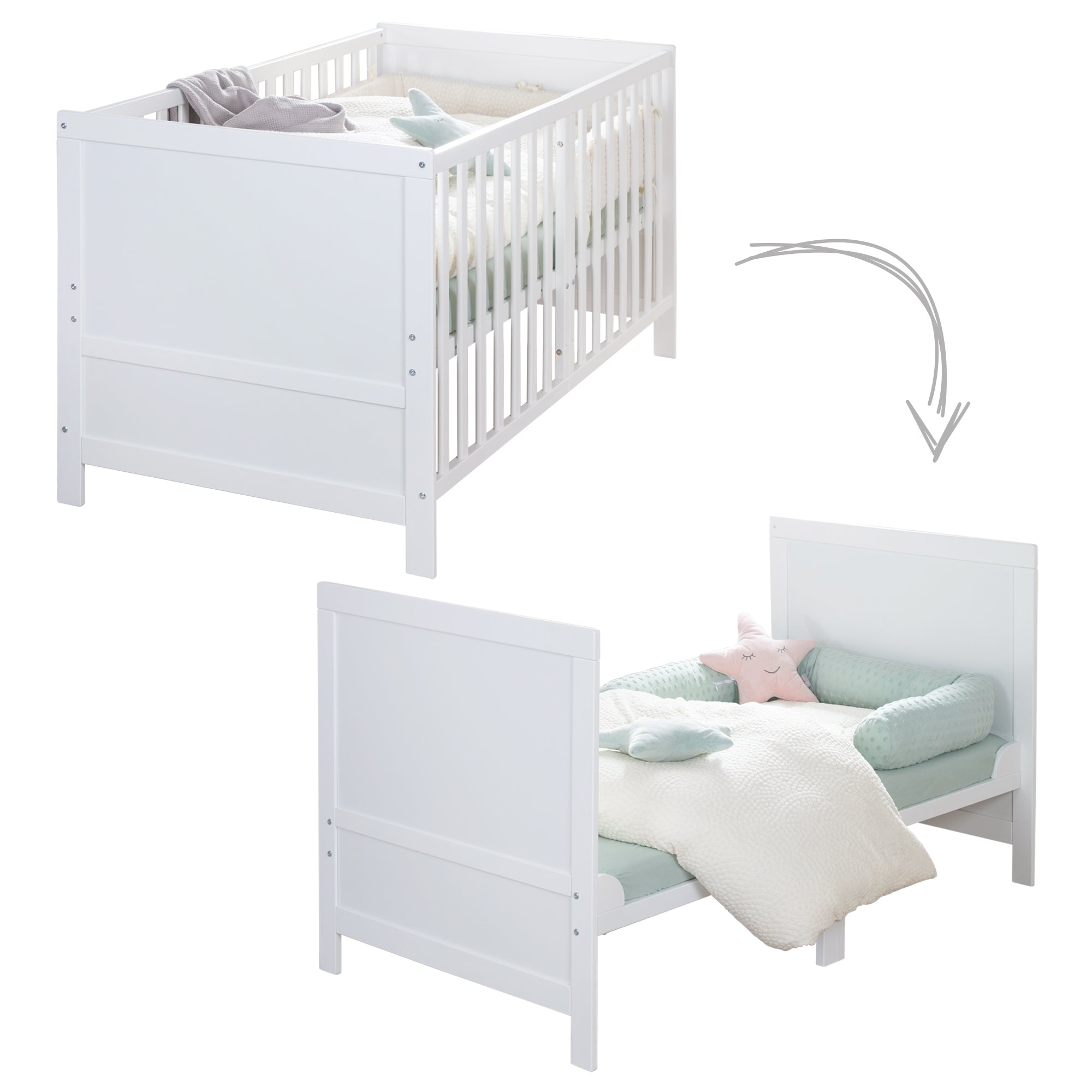 Roba 0194WE Kombi-Kinderbett 70x140 cm weiß – Komplettbettsets & Einzelbetten - Bild 14 Roba 0194WE Kombi-Kinderbett 70x140 cm weiß – Komplettbettsets & Einzelbetten - Produktbild 14