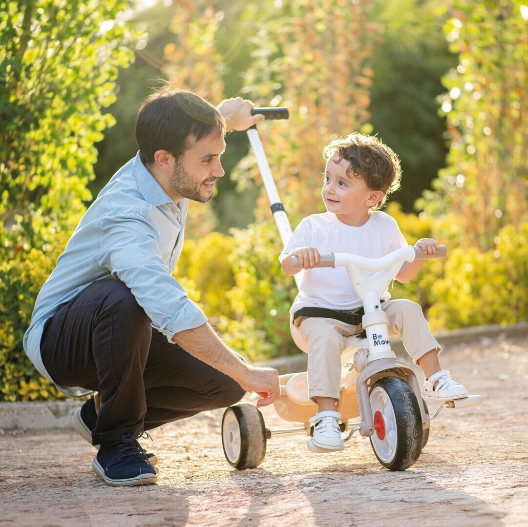 Smoby Be Move Comfort Tricycle Beige 3-in-1, ab 10 Monaten Smoby Be Move Comfort Tricycle Beige 3-in-1 mit ergonomischem Sitz, Sicherheitsgurt, verstellbarer Elternstange bis 97 cm, Free-Wheel, Lenkblockierung, EVA-Räder, ca. 68×52×101 cm, ab 10 Monaten, Leute, Person, Erwachsener, Männlich, Mann
