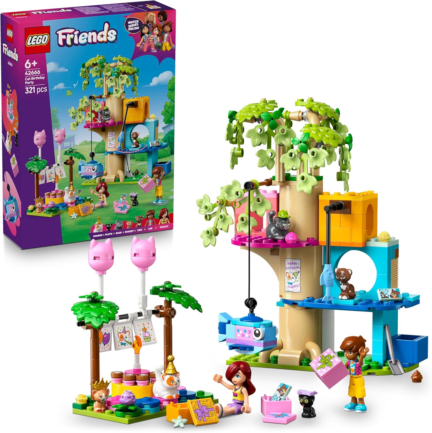 LEGO, Friends, 42666, Katzengeburtstagsparty, Baumhaus, Person, Spielzeug LEGO Friends 42666 Katzengeburtstagsparty Baumhaus