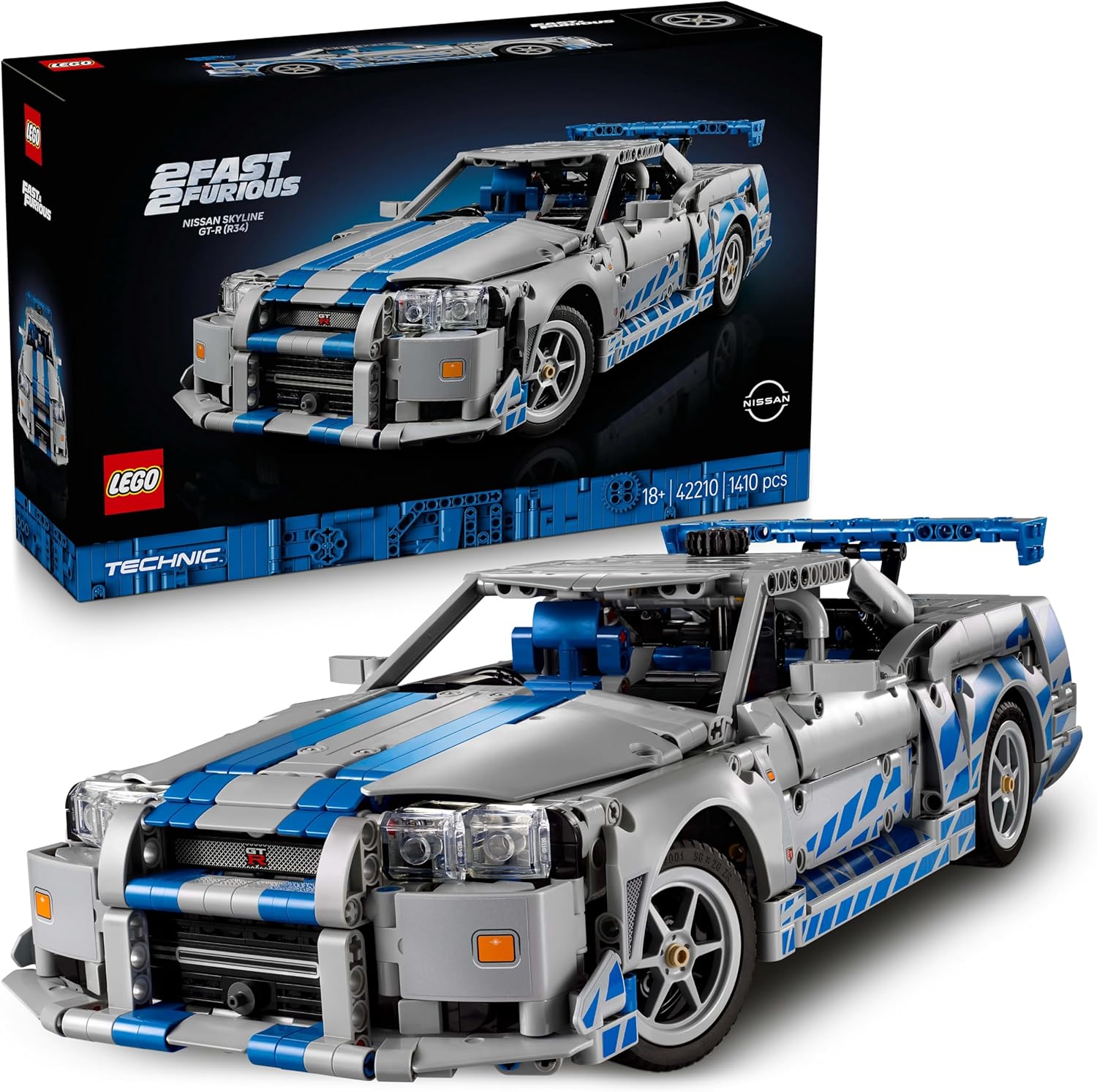 LEGO® Technic 42210 2 Fast 2 Furious Nissan Skyline GT-R Flitzer – Modell 42210 Sprach, Rad, Sportwagen, Leichtmetallfelge, Coupé