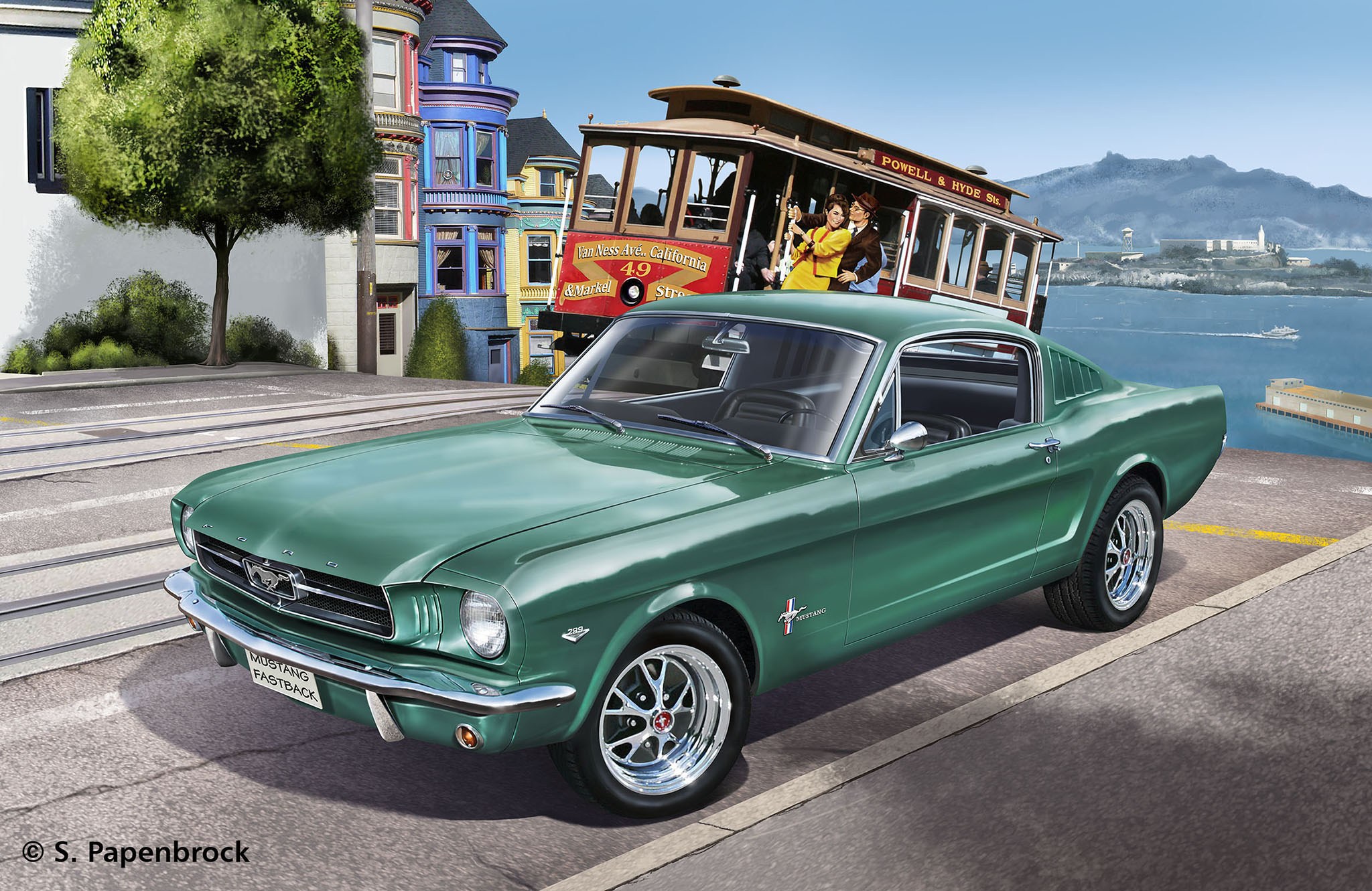 Revell 07065 1965 Ford Mustang 2+2 Fastback Modellbausatz Auto, Fahrzeug, Coupé, Rad, Person