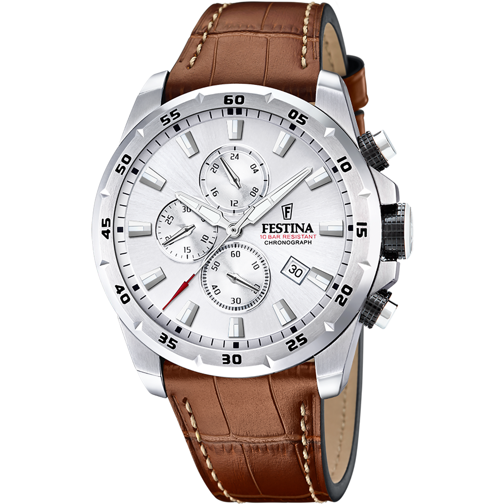 FESTINA Chronograph F20692 1 – Klassische Herren Armbanduhr mit elegantem Lederarmband Armbanduhr, Arm, Körperteil, Person
