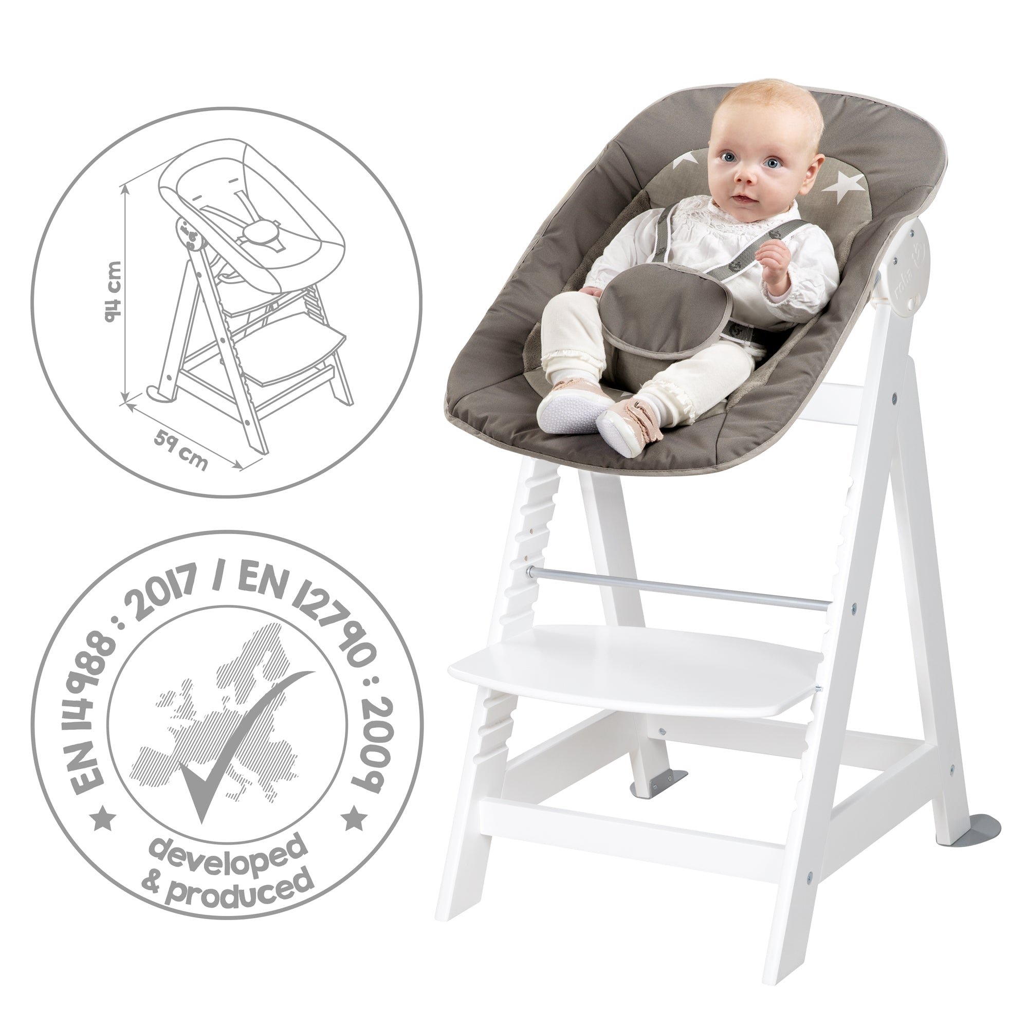 Roba 75063WEV190 Treppenhochstuhl, Set 2in1 Little Stars weiß - Bild 9 Roba 75063WEV190 Treppenhochstuhl, Set 2in1 Little Stars weiß - Produktbild 9