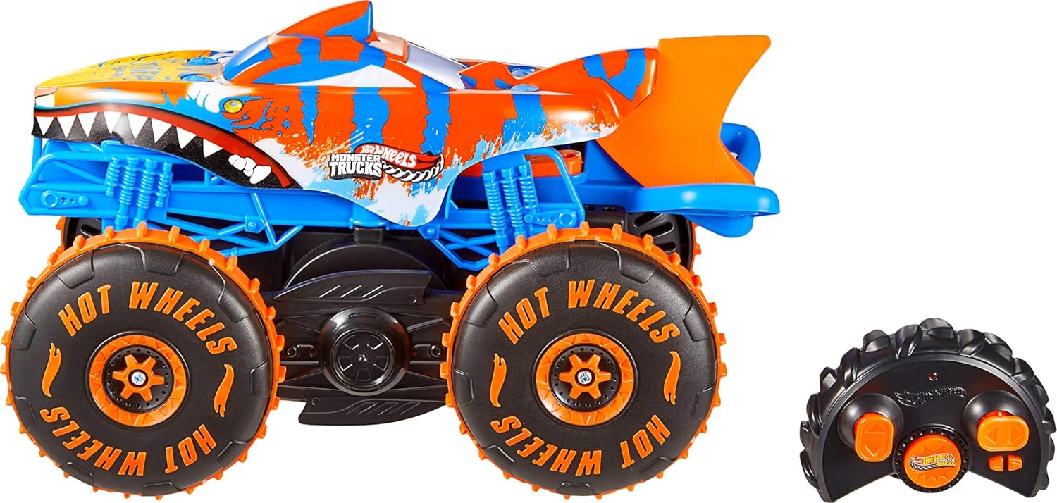 Hot Wheels Monster Trucks Tiger Shark Climber RC mit Fernbedienung JFR39 Maschine, Rad
