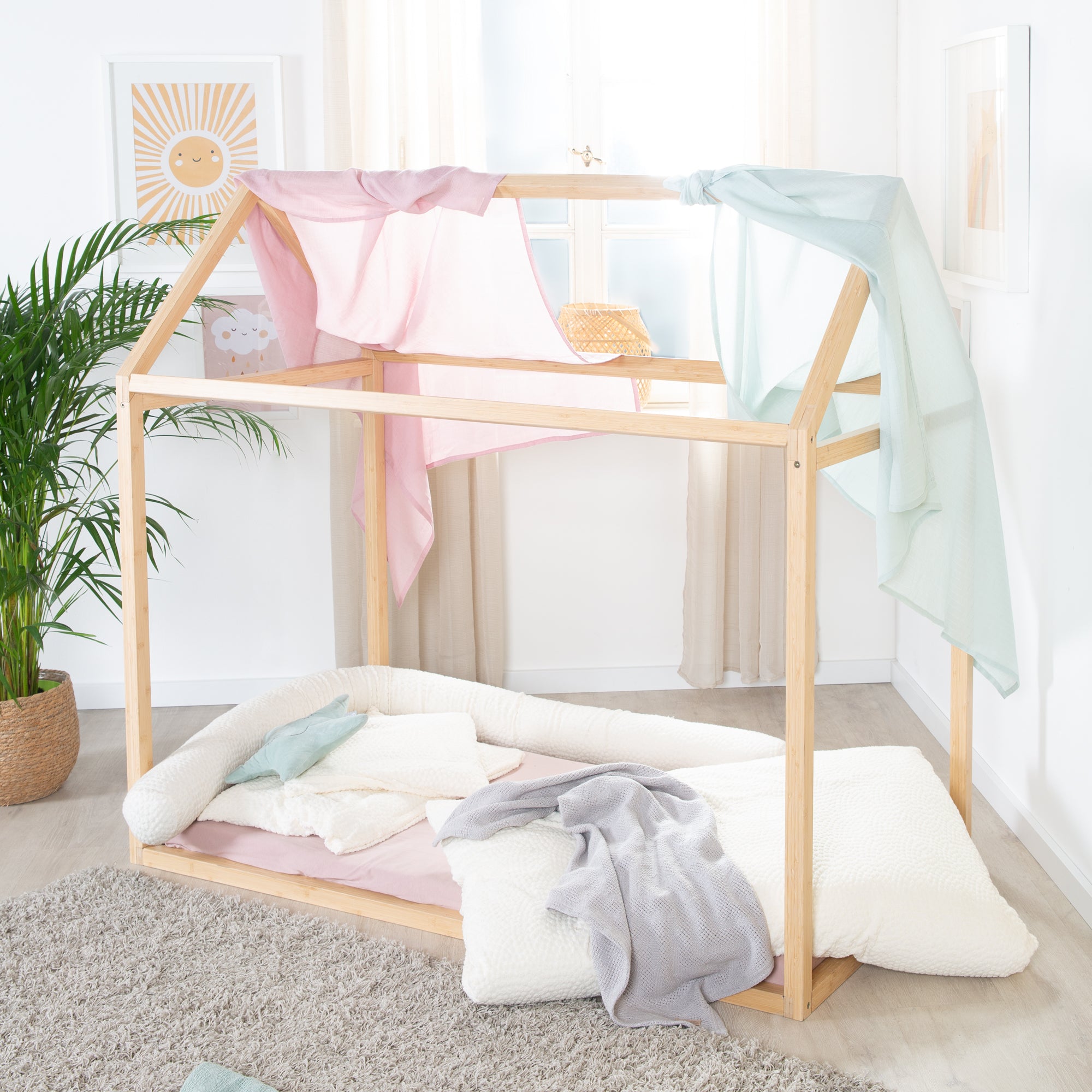 Roba 1061860BBZU Set Hausbett mit Matratze Bambus - Bild 5 Roba 1061860BBZU Set Hausbett mit Matratze Bambus - Produktbild 5