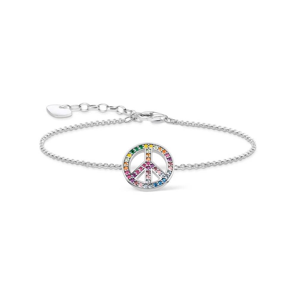 Thomas, Sabo, Armband, Charm-Club, Mit, Peace, Zeichen, Bunt, Länge, 19, Cm, L19, A2071-318-7-L19V, Zubehor, Armreif, Schmuck, Halskette, Diamant