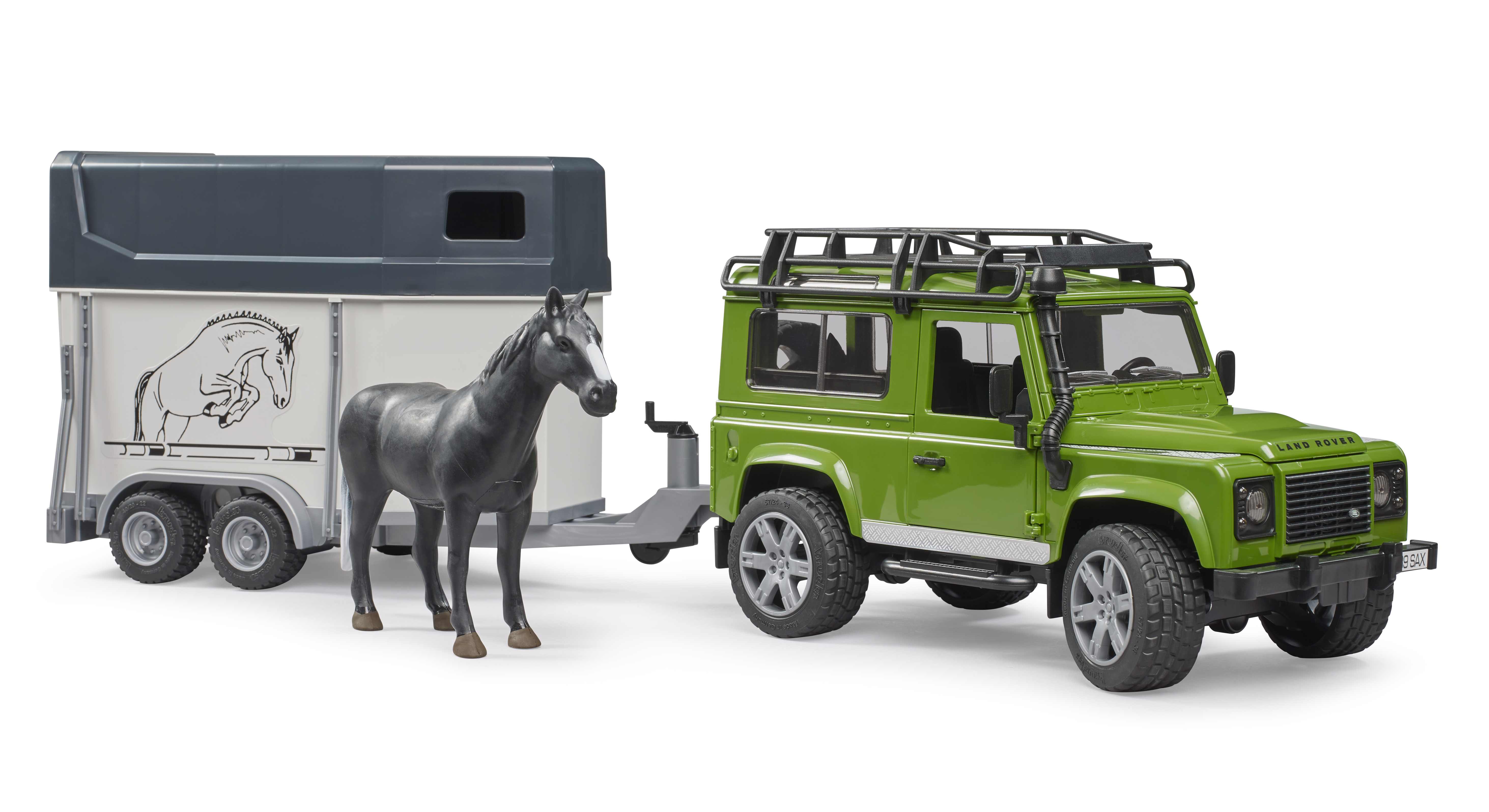 BRUDER 02592 - Land Rover Defender mit Pferdeanhänger Inkl. 1 Pferd BRUDER 02592 - Land Rover Defender mit Pferdeanhänger Inkl. 1 Pferd