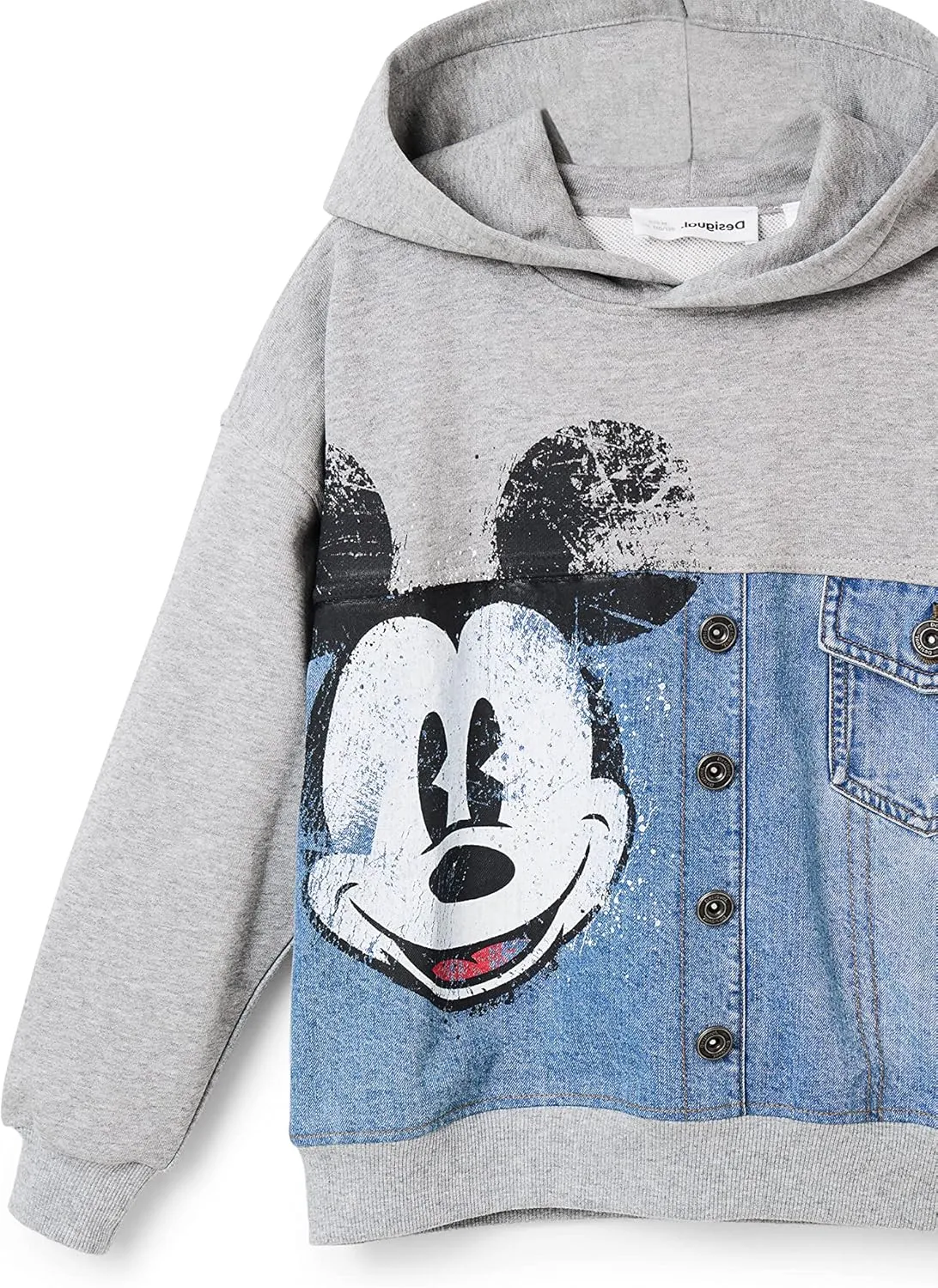 Desigual Jungen Sweatshirt - Grau mit Mickey-Mouse-Denim-Print 22WBSK03 GR. L