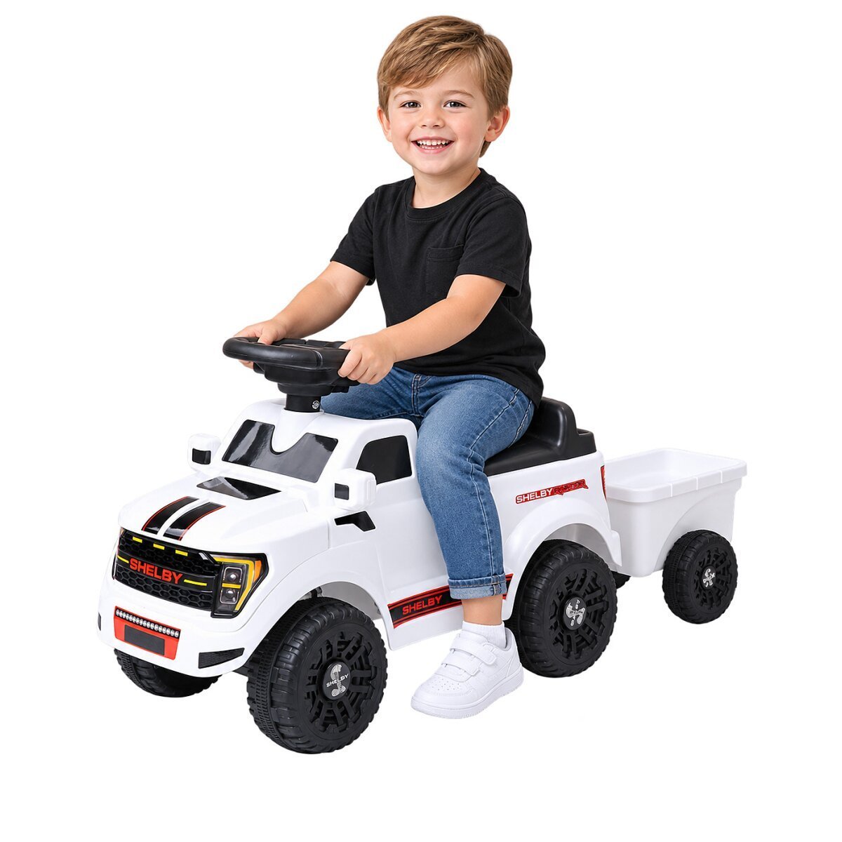 JAMARA Rutscher Shelby Ford F-150 Raptor mit Anhänger weiß ab 18 Monaten