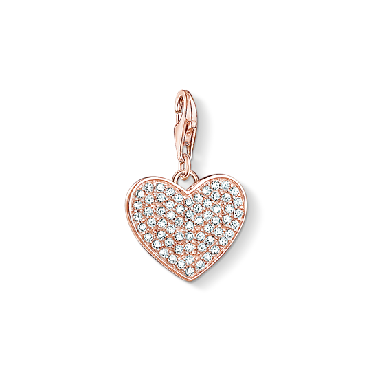 Thomas, Sabo, Anhänger, Charm-Club, Herz, Pave, 925, Sterling, Silber, Vergoldet, Rosegold, Zirkonia, Weiß, 1569-416-14, Zubehor, Diamant, Schmuck, Ohrring, Medaillon