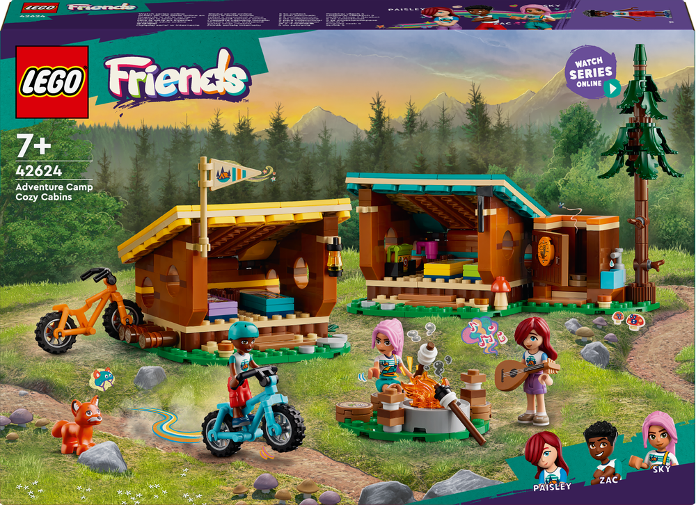 LEGO® Friends Gemütliche Hütten im Abenteuercamp 42624 Maschine, Rad, Person, Puppe, Draußen
