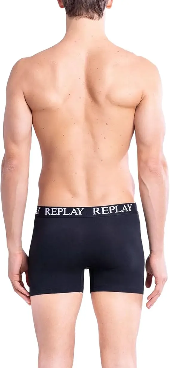 REPLAY Herren Boxershorts I101102BK - Schwarz, 3er Pack mit Logo-Bund GR. L REPLAY Herren Boxershorts I101102BK - Schwarz, 3er Pack mit Logo-Bund GR. L