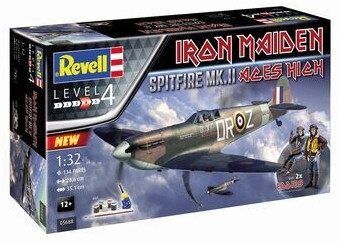 Revell_05688_Geschenkset_Spitfire_Mk.II_\"Aces_High\"_Iron_Maiden_Revell_Modellbausatz_mit_Basiszubehör, Anzeigetafel, Flugzeug, Fahrzeug, Jet, Bomber