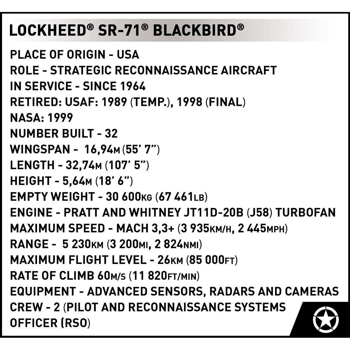 COBI 5890 - Lockheed SR-71 Blackbird Executive - Bild 15 COBI 5890 - Lockheed SR-71 Blackbird Executive - Bild 15