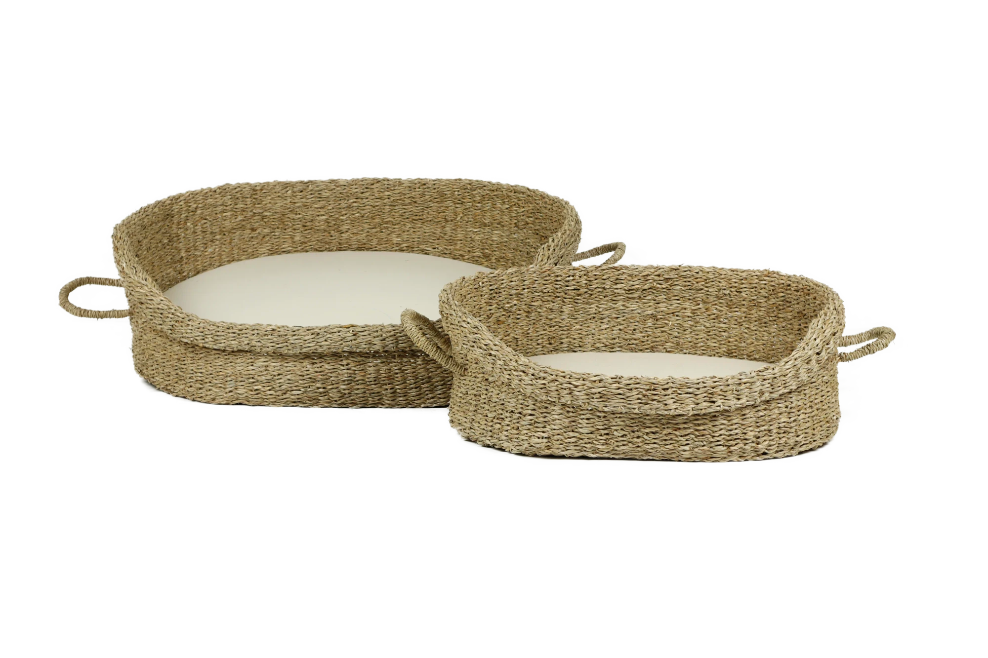 Rohrschneider RS 22360 Tierkorb Seegras mit Henkel – Korb mit herausnehmbarem Kissen GR.2