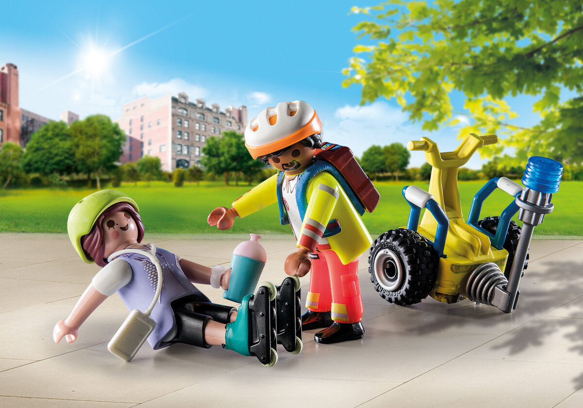 PLAYMOBIL 71257 Starter Pack Rettung mit Balance-Racer Person, Flasche, Shaker, Helm