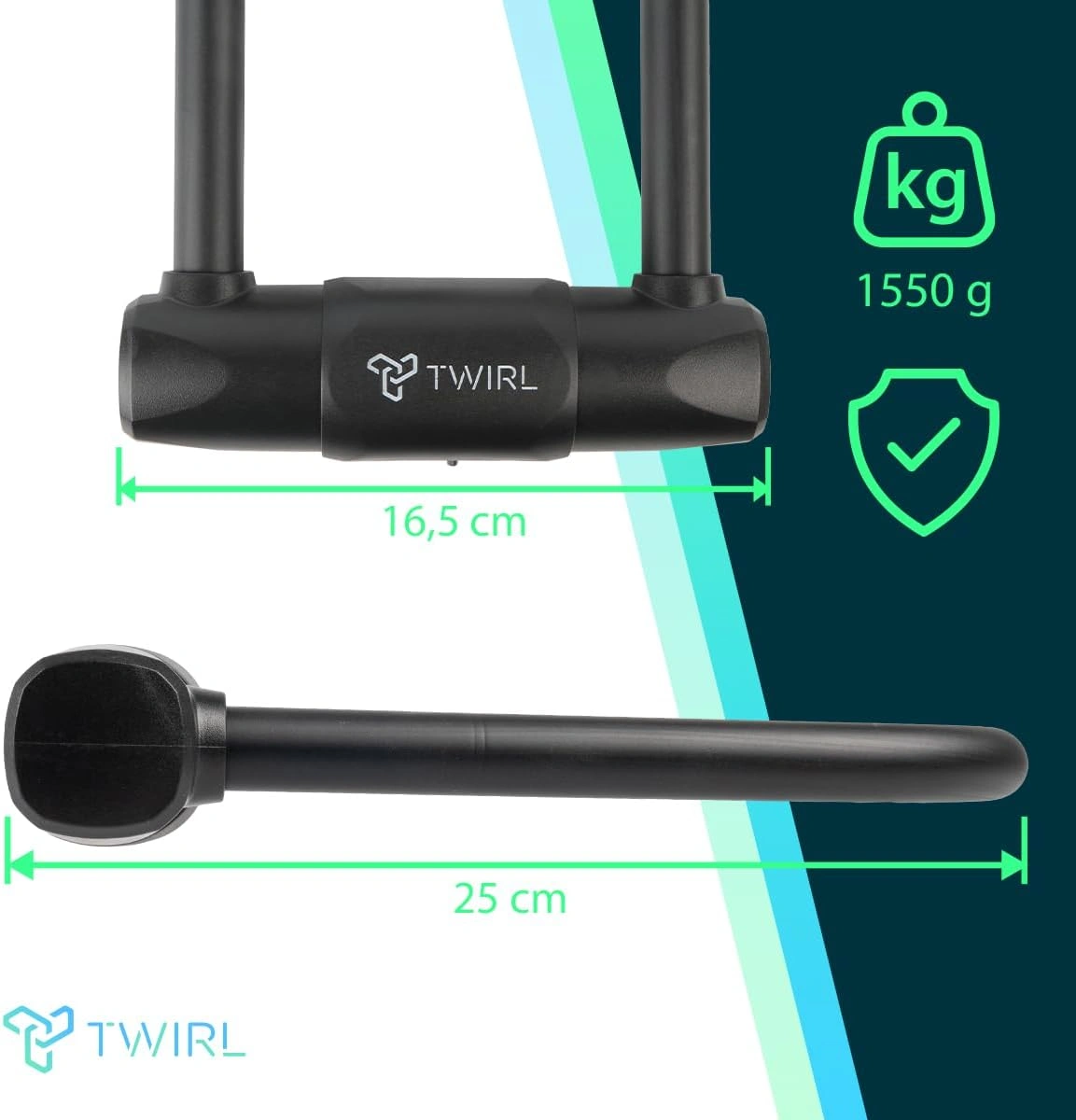 TWIRL 230580 Bügelschloss ART-4 Schwarz mit Schlüssel