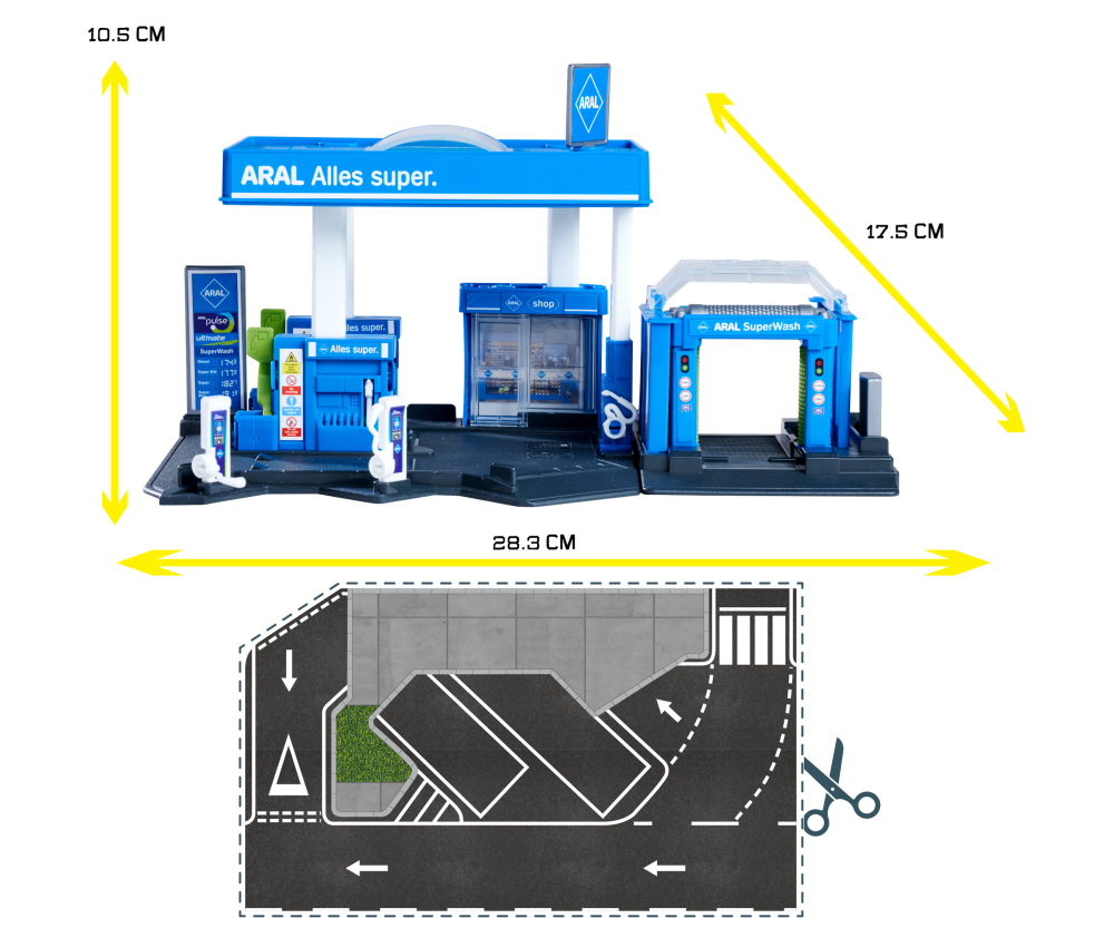 Majorette Petrol Station Aral + 1 Vehicle