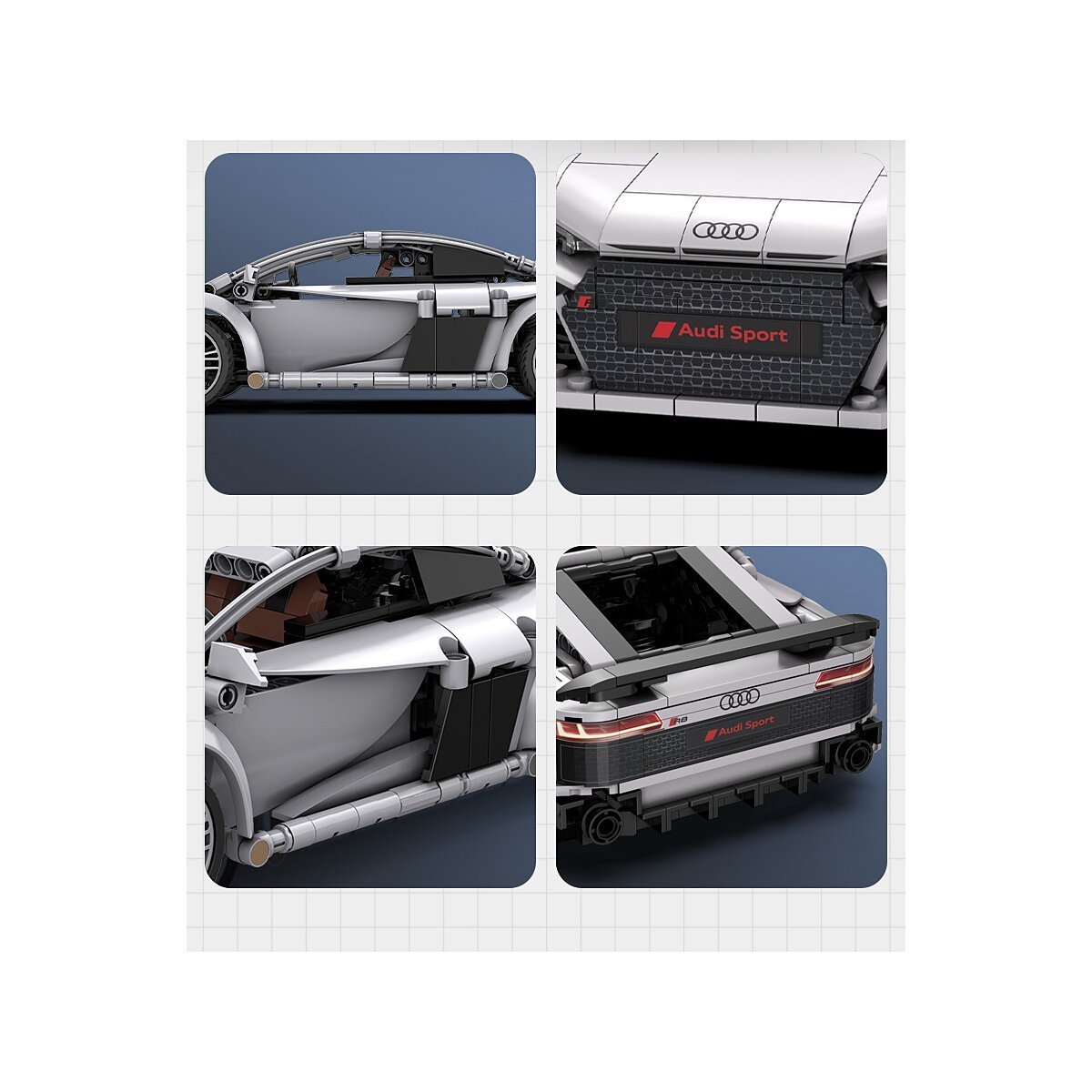 JAMARA CaDA Audi R8 Coupé 1:14 grau 2,4GHz Bricks ab 6 Jahren